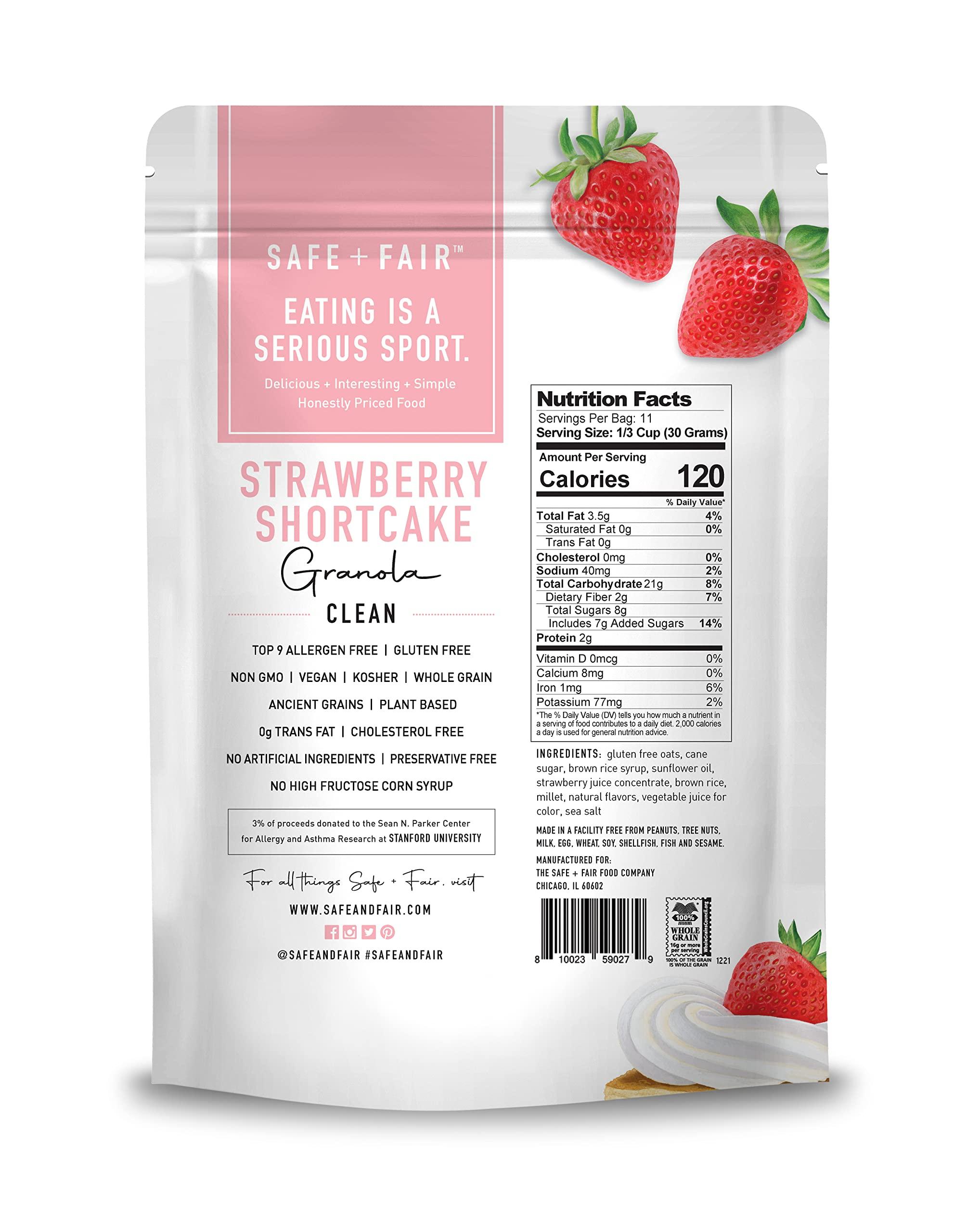 The Safe + Fair Food Company Safe + Fair Strawberry Shortcake Granola Gluten-Free, Dairy-Free & Vegan Snack Allergen-Free, Non-GMO, and No Artificial Ingredients - 12oz
