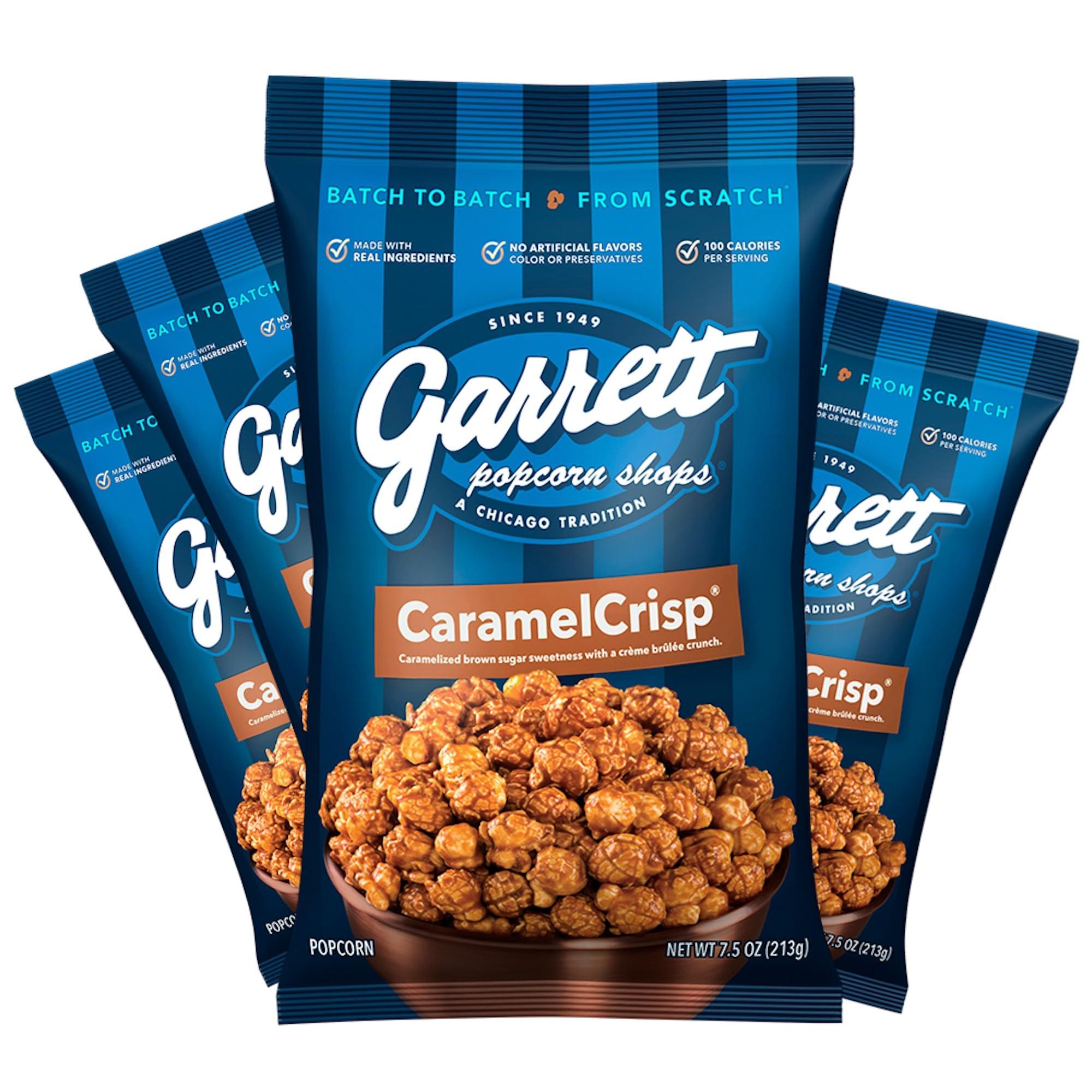 Garrett Popcorn Shops Garrett Popcorn CaramelCrisp, 7.5oz, 4 Bags, Caramel Gourmet Popcorn, Gluten Free, Sweet Snack, Popped Popcorn Bags