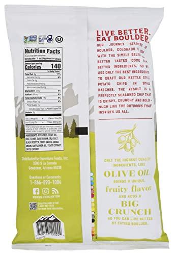 Boulder Canyon Boulder Canyon Kettle Cooked Potato Chips, Cooked in 100% Olive Oil, Wavy Canyon Cut, NON-GMO Verified, Gluten Free, Sea Salt & Cracked Pepper, 6 Ounce (Pack of 12)