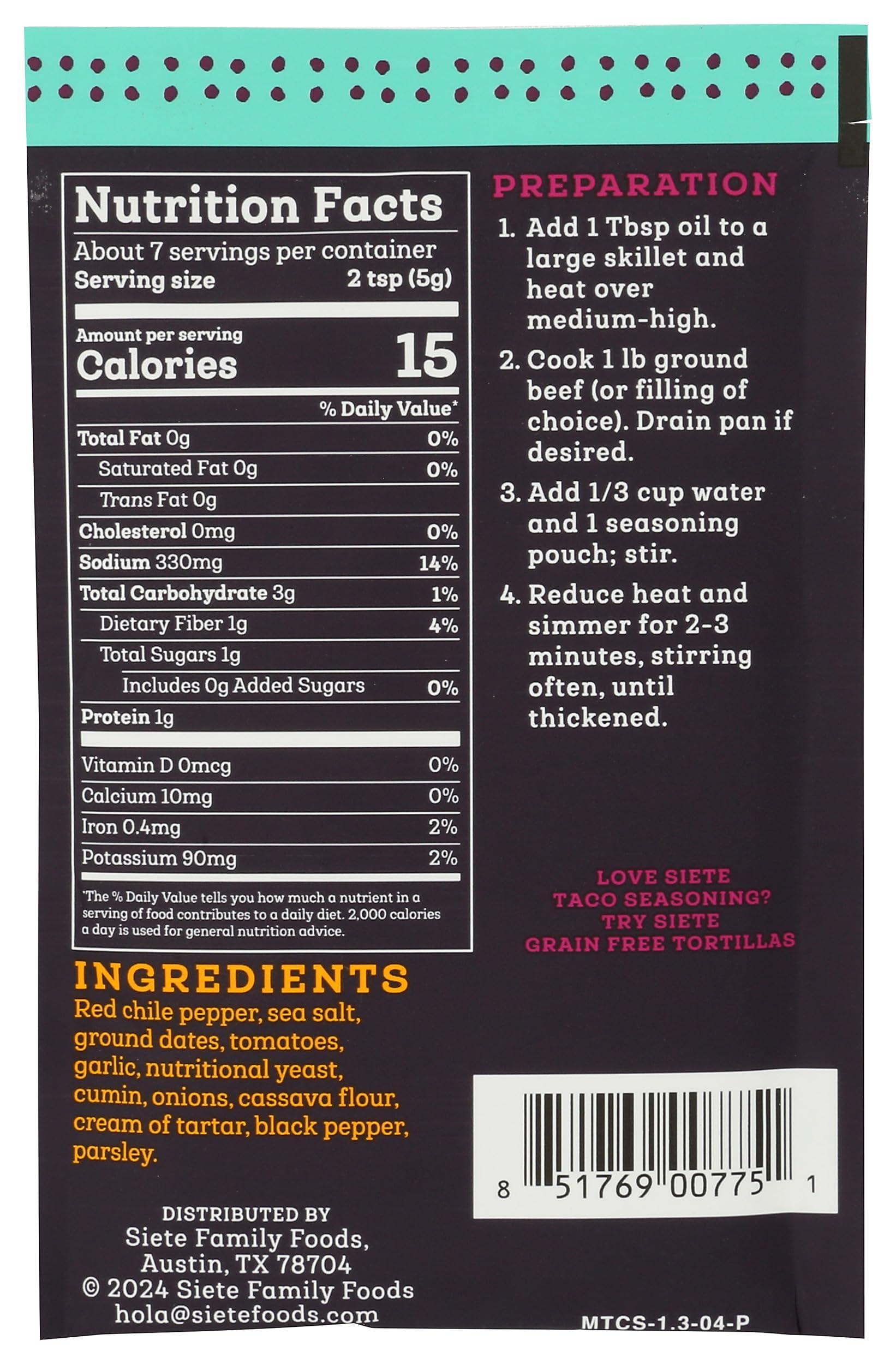 Siete Siete Seasoning - Mild | Paleo, Preservative Free, Whole 30 Approved (Pack of 1)