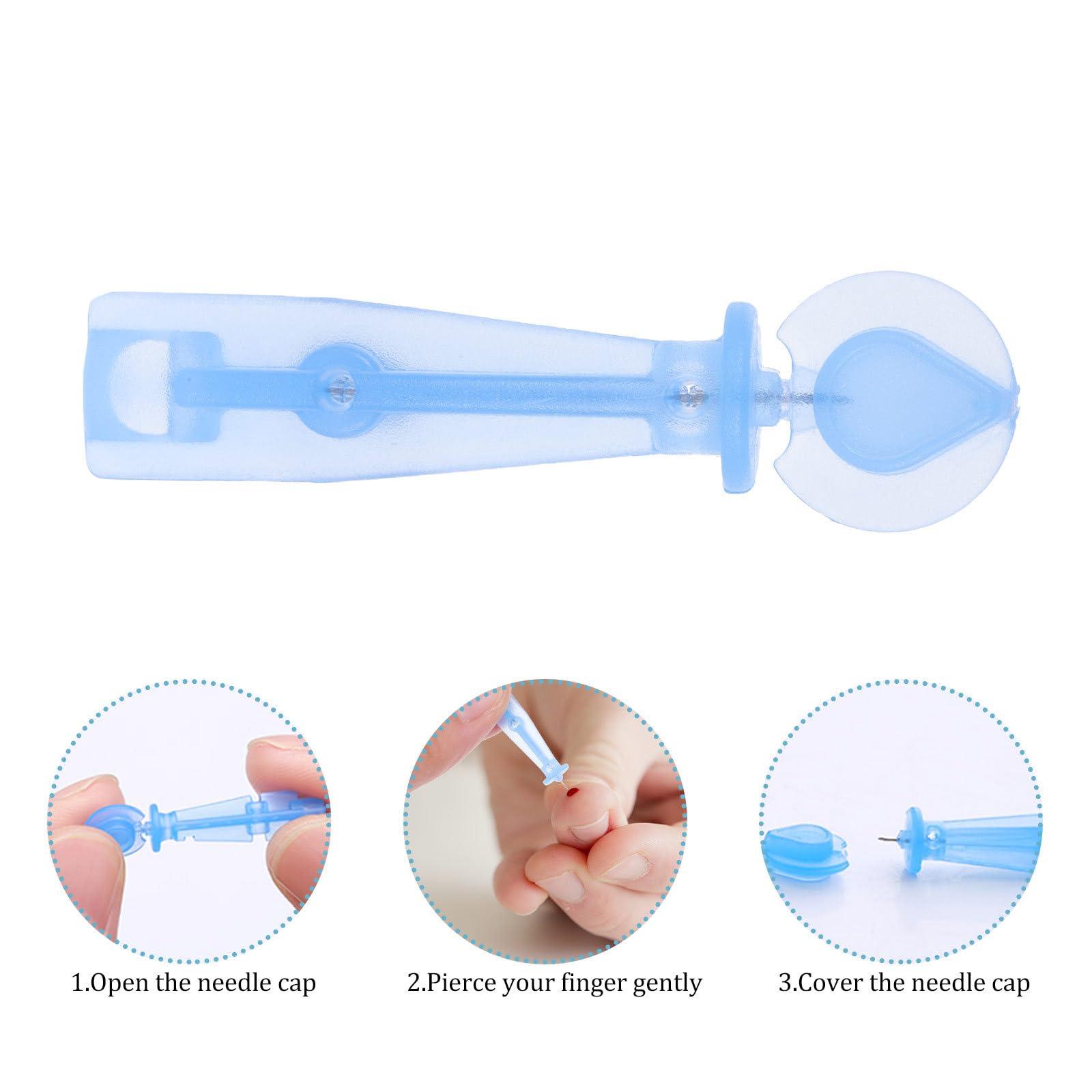 Healifty Lancets for Blood Testing, 200pcs Safety Lancets 30G Lancet Pen Tip Needle Bloodletting Pens Blood Sample Lancets for Blood Glucose Testing, Sky- Blue