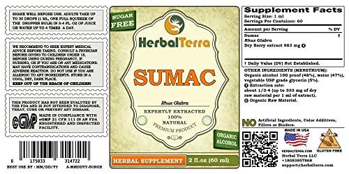 Herbal Terra LLC Sumac (Rhus glabra) Tincture, Dried Berries Liquid Extract (Brand Name: HerbalTerra, Proudly Made in USA) 2x2 fl.oz (2x60 ml)