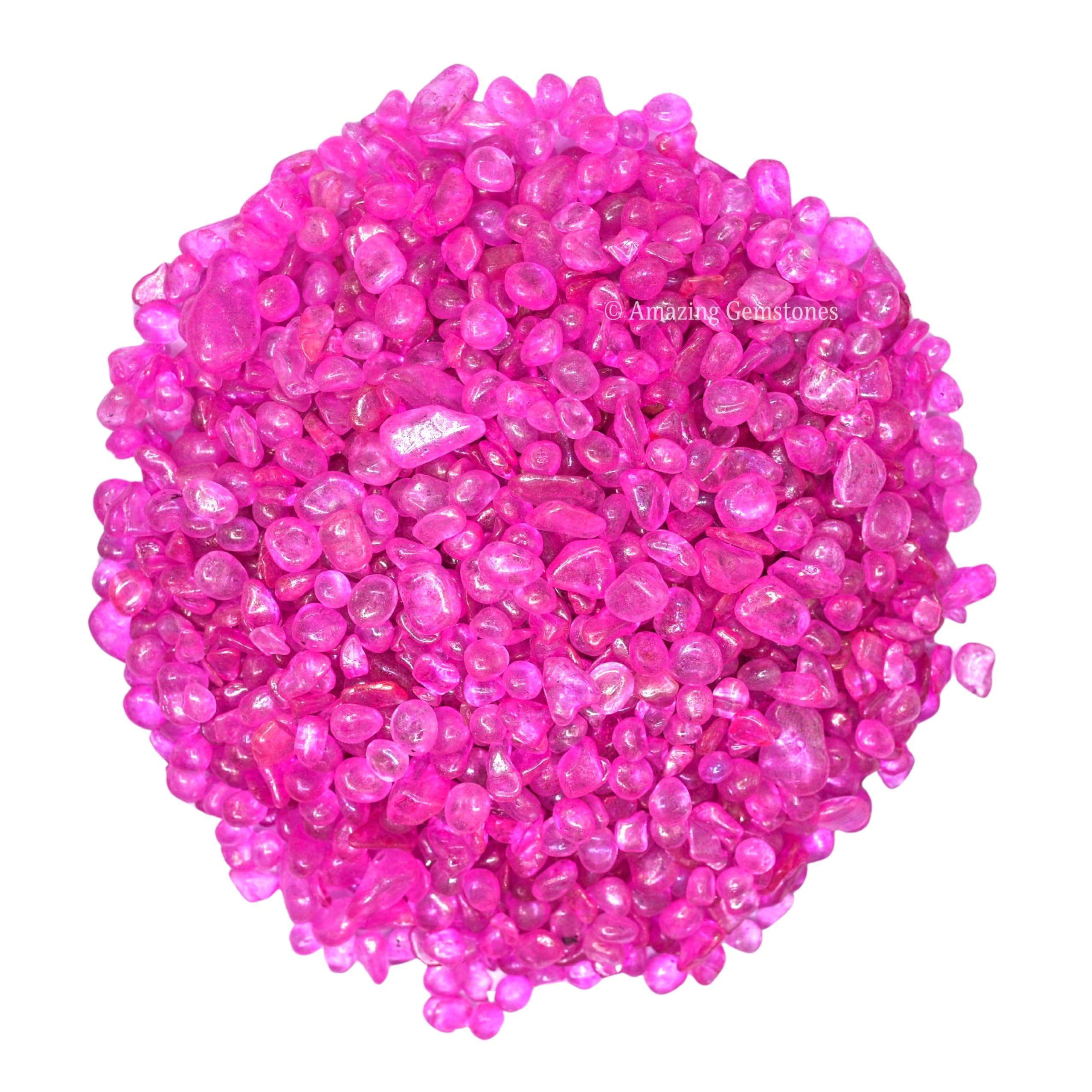 Amazing Gemstone Rose Aura Quartz Crystal Chips Aquarium Gravel Rocks - Aura Quartz Chips Bulk Fish Tank Gravel, Small Tumbled Stone Chips and Tiny Crystals for Decoration (Natural AAA Grade Gemstones)