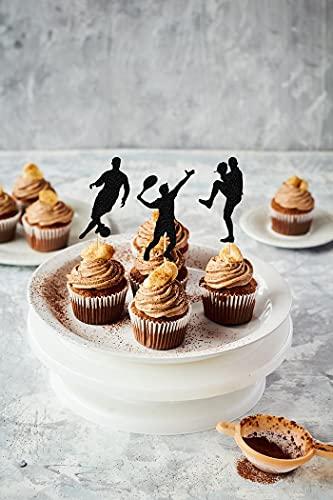 HAKPUOTR HAKPUOTR 24 Pcs Black Glitter Sport Theme Cupcake Toppers, Funny Kit Ball games Cupcake Toppers, Sport Theme Party Supplies,Picks for Boy's Birthday Party Supplies (Ball)