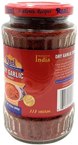 Rani Brand Authentic Indian Products Rani Dry Garlic Chutney 10.5oz (300g) Glass Jar, Ready to Eat ~ All Natural | No Preservatives | Vegan | Gluten Free | NON-GMO | No Colors | Indian Origin