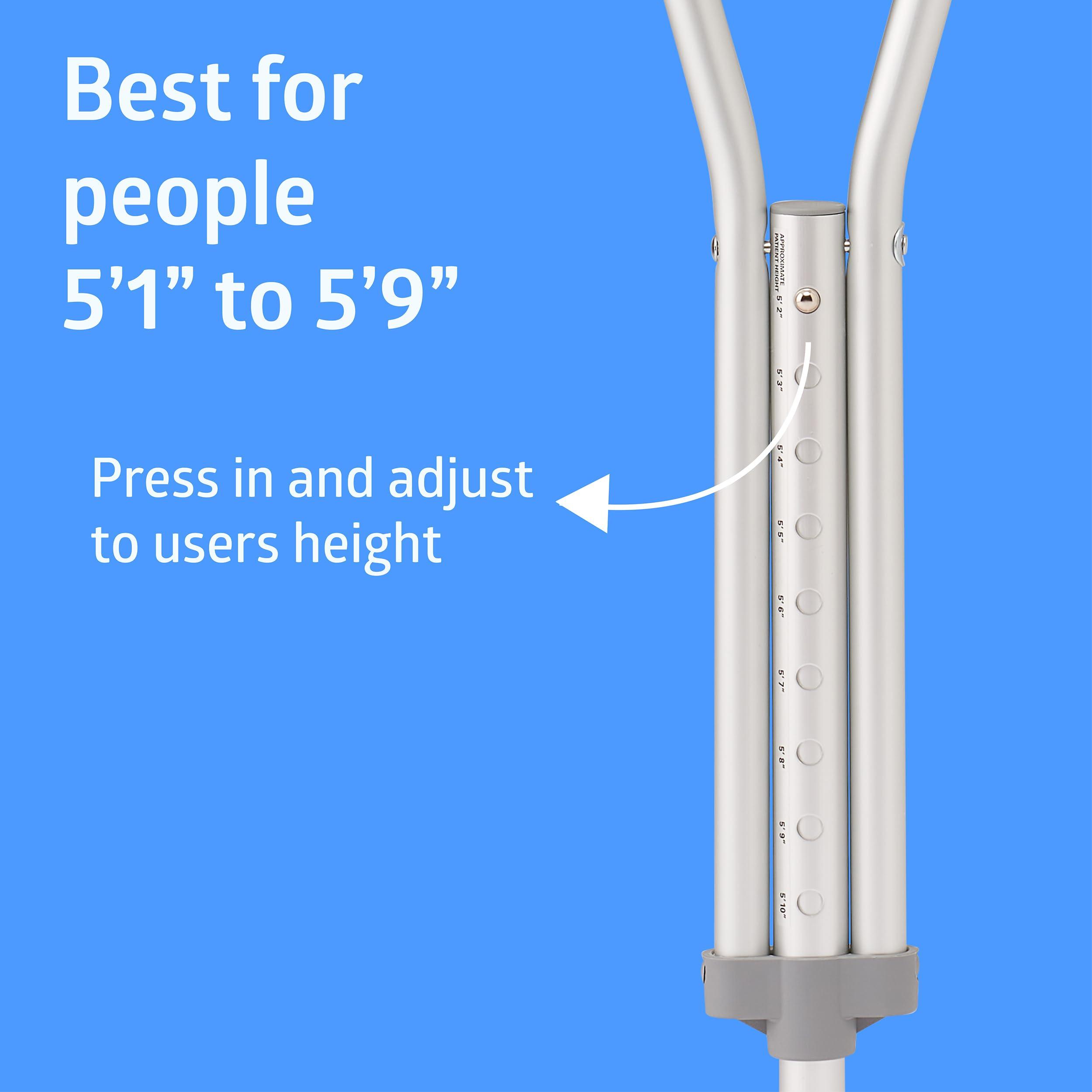 Medline Medline Lightweight Aluminum Red Dot Crutches, For Patients 515-9, Walking Aid For Adults & Seniors Comfortably Supports Up To 300lbs