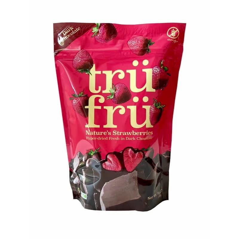 Tru Fru Tru Fru Nature's Strawberries Hyper-dried Fresh in Dark Chocolate, Gluten Free, Non GMO, 16 oz, 2 Pack