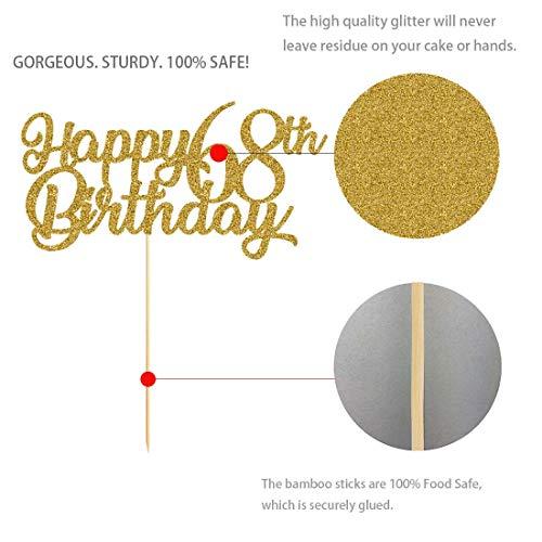 MAGJUCHE 68th Birthday Cake Topper, Gold Glitter Cheers To 68 Years Party Decoration, Supply