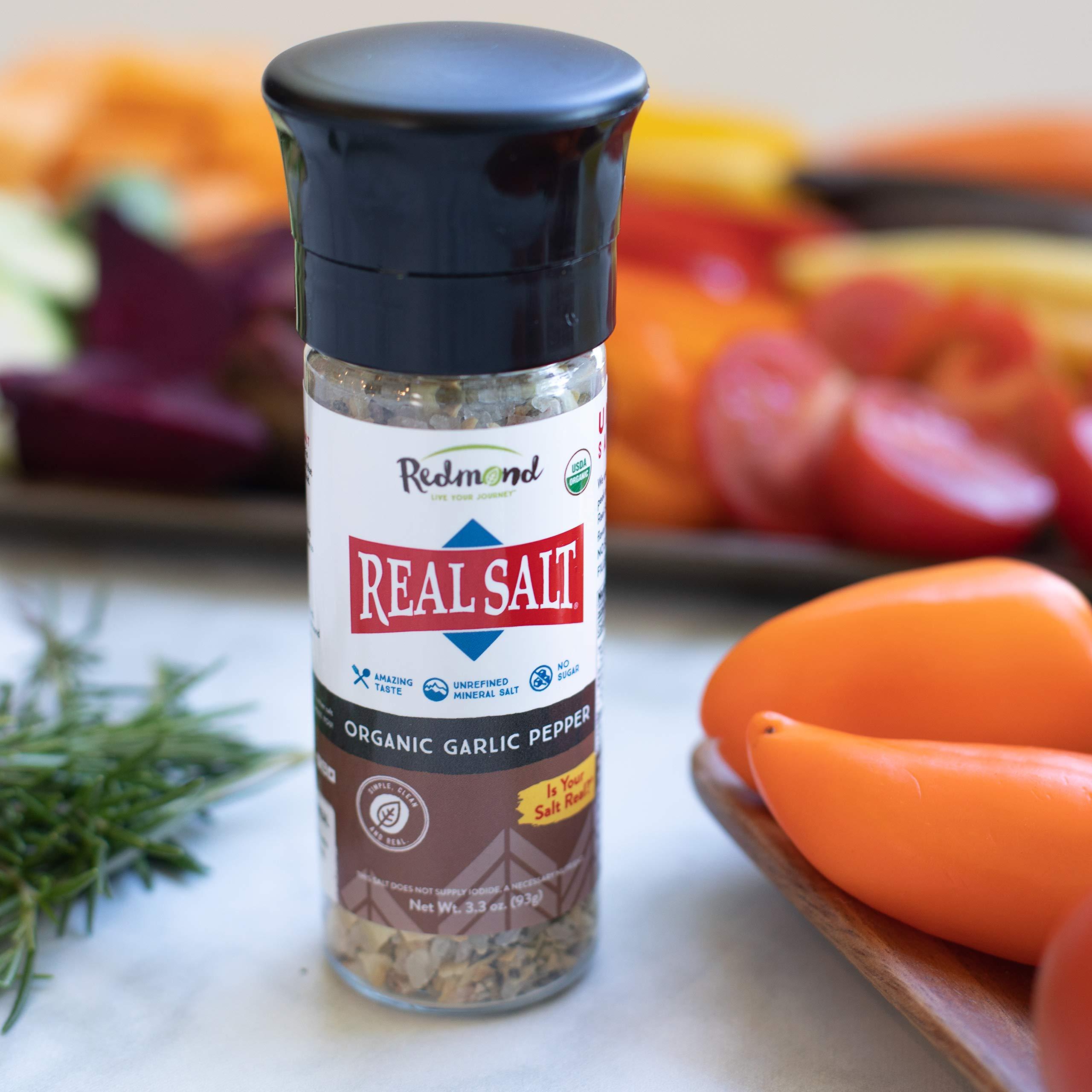 REDMOND Redmond Real Sea Salt - Natural Unrefined Organic Gluten Free, Garlic Pepper Grinder