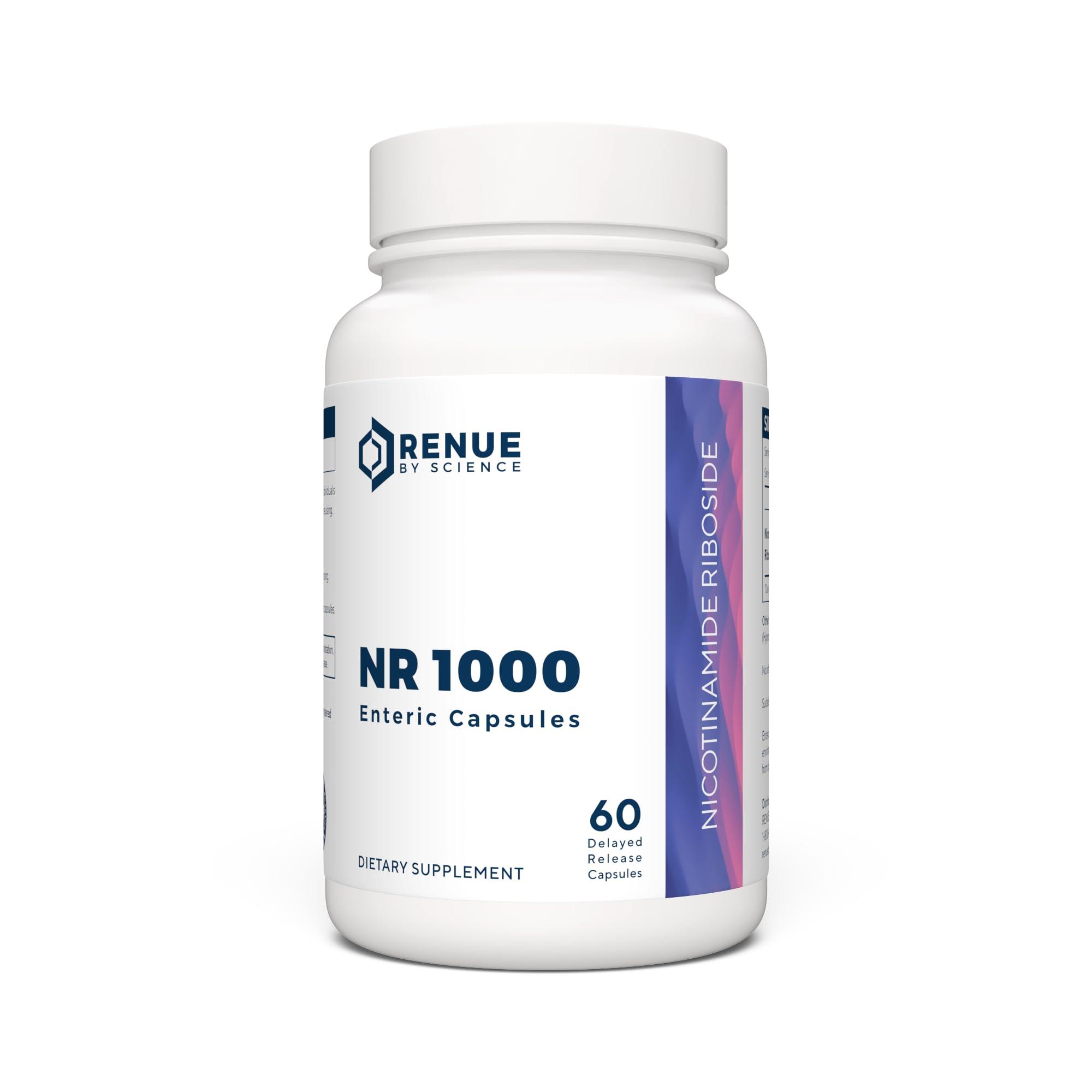 Renue By Science RENUE by Science Nicotinamide Riboside | High Strength NAD Supplement | 60 Nicotinamide Enteric-Coated Capsules - 1000mg Nicotinamide Riboside per Serving | Manufactured in The USA Third-Party Tested