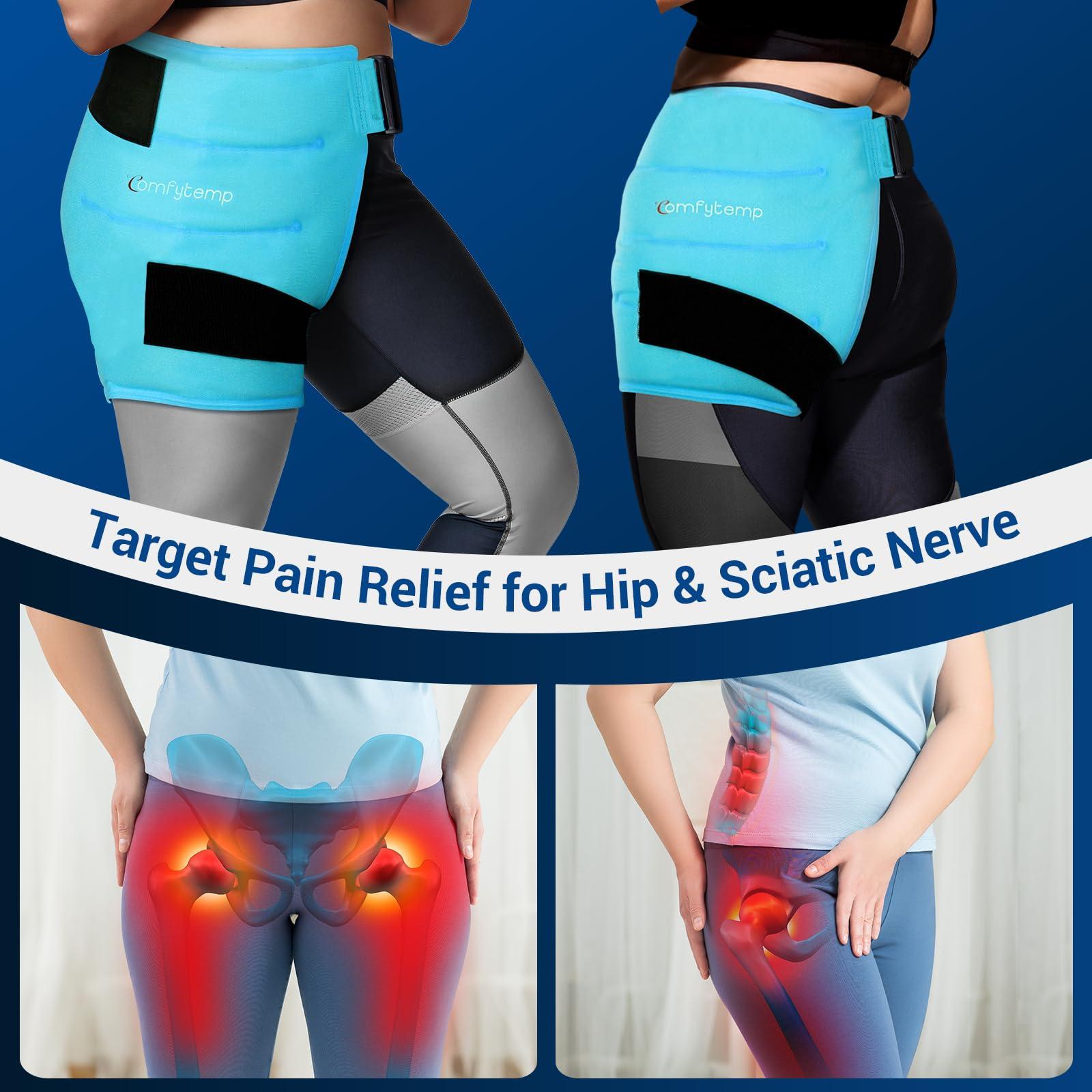 Comfytemp Comfytemp Large Hip Ice Pack Wrap for Sciatica, Hip Replacement, Fracture, Pain Relief, FSA HSA Eligible, Reusable Gel Ice Pack for Injuries, Cold Compression Physical Therapy Recovery Gifts(M/L)