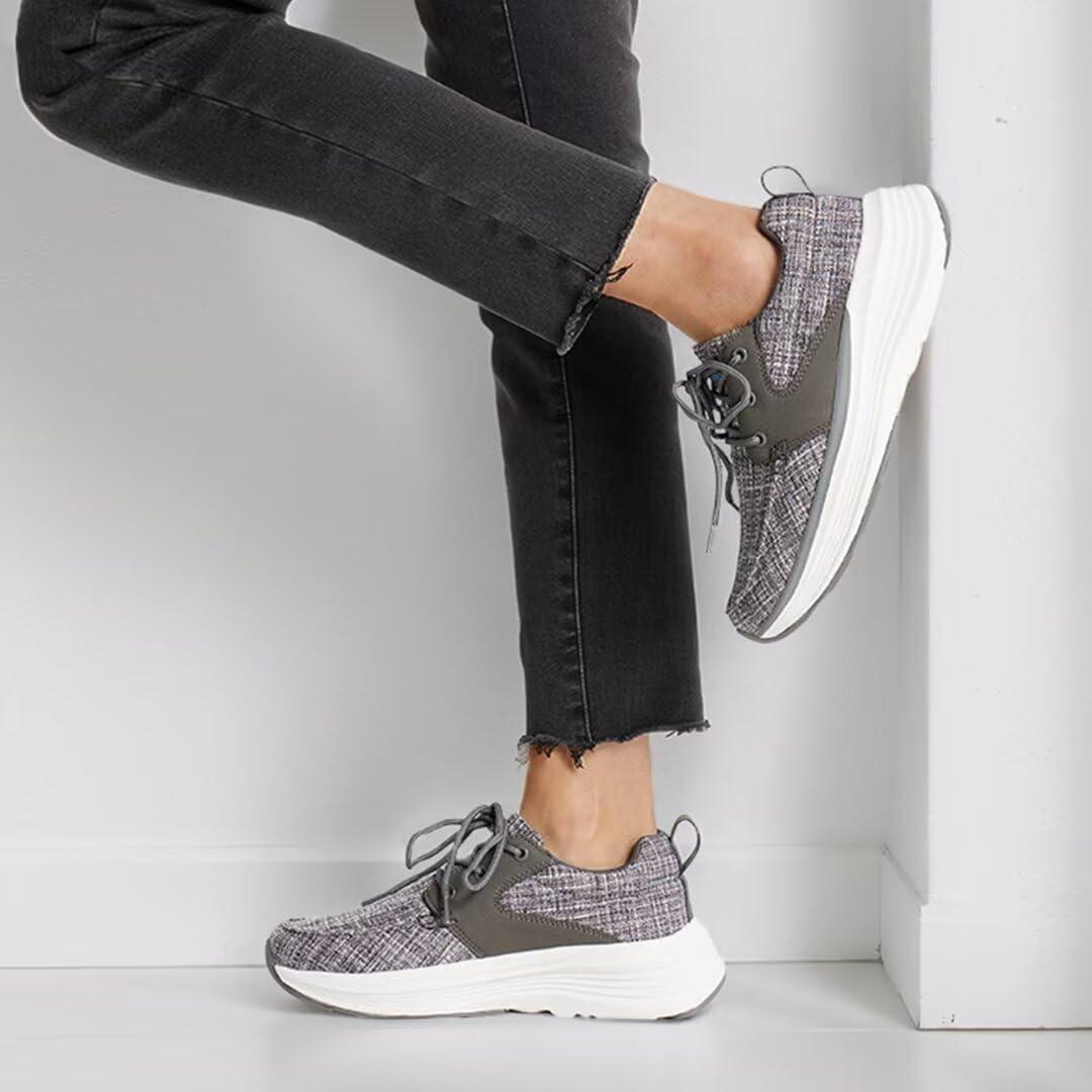 OrthoComfoot Women\'s Orthopedic Fashion Sneakers for Plantar Fasciitis: Vegan Ergonomic Walking Shoes for Foot and Heel Pain Relief, Breathable Casual Shoes for Neuropathy Gray Size 8.5