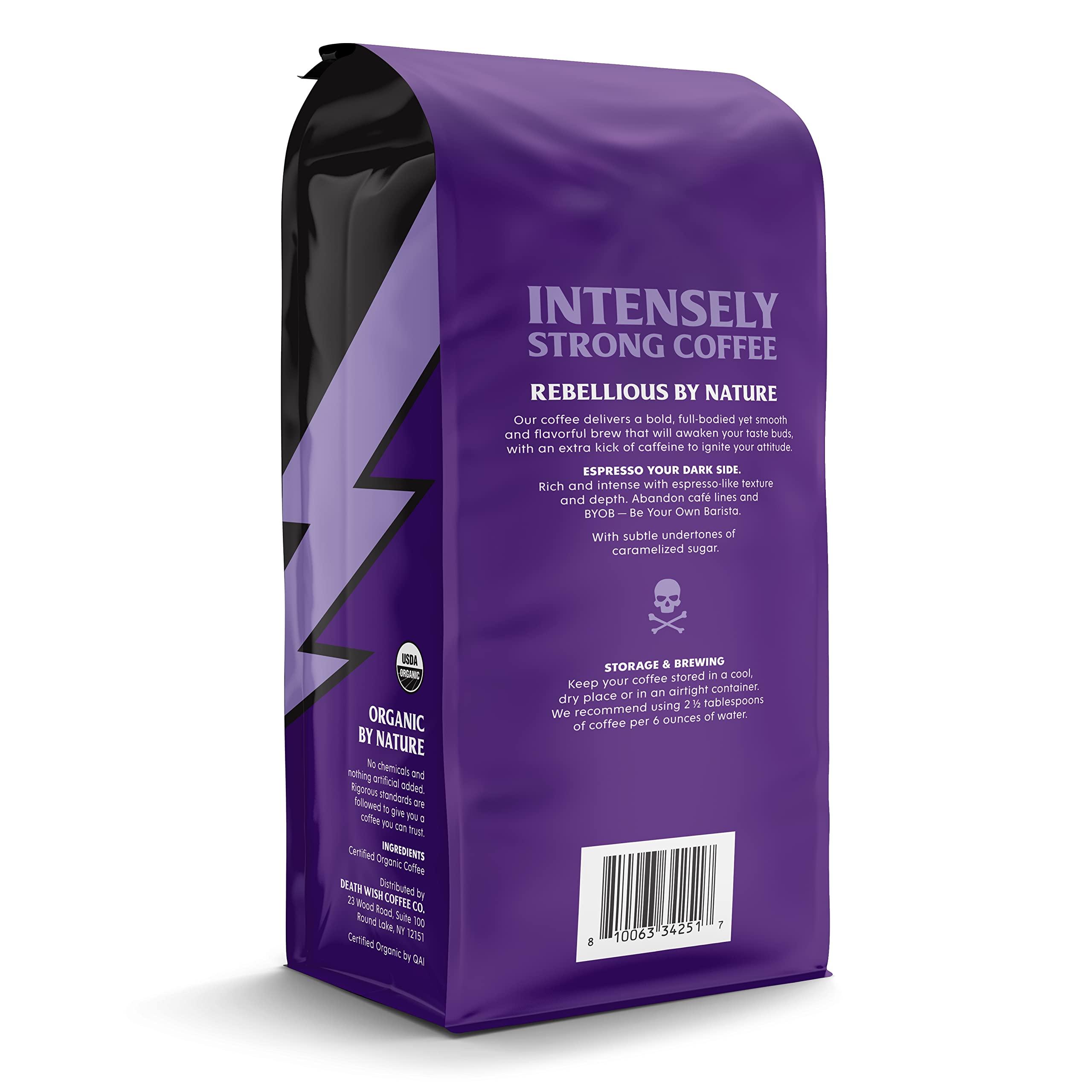 Death Wish Coffee Co. Death Wish Coffee Co., Organic and Fair Trade Espresso Roast Ground Coffee, 14 ounce (Pack of 1)