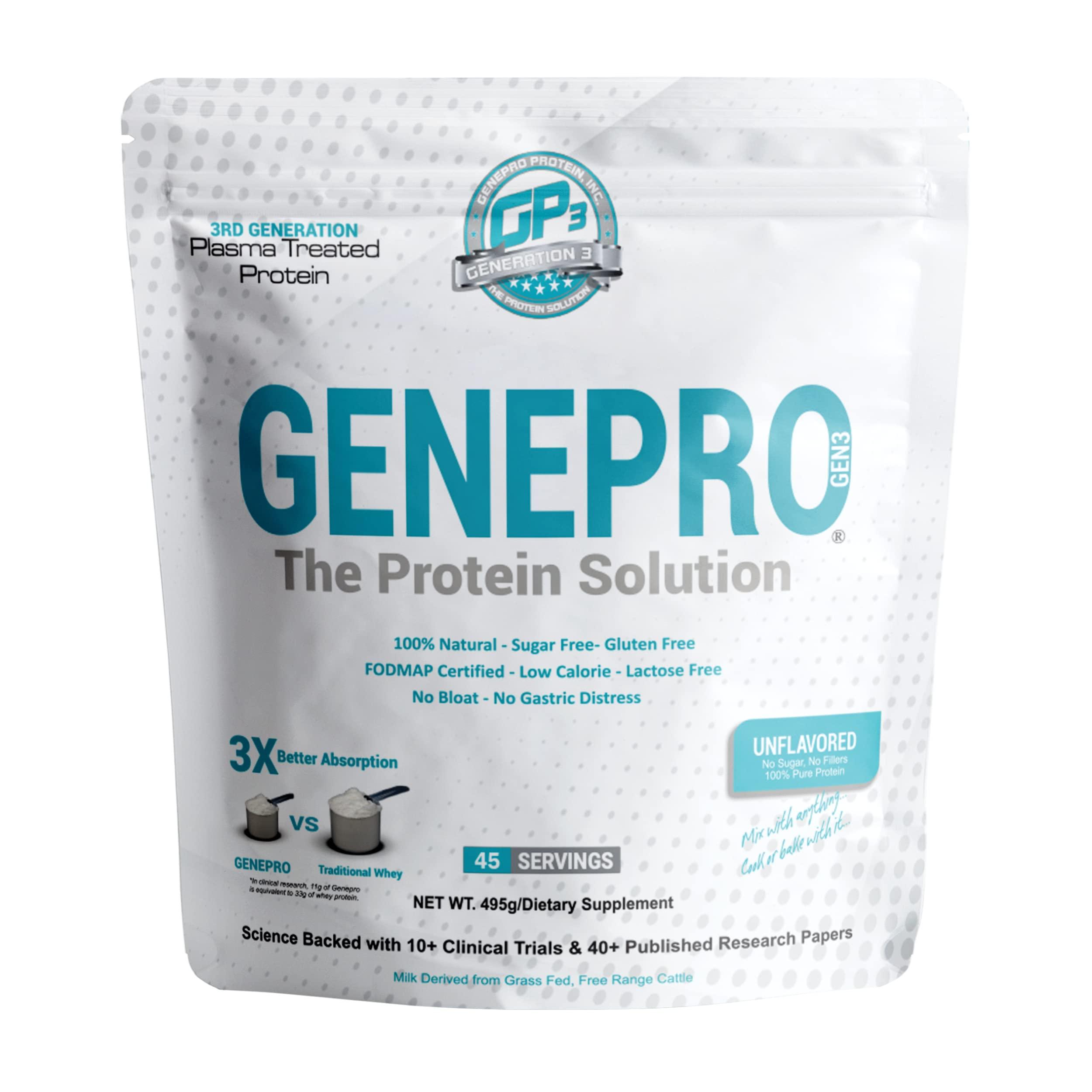 GENEPRO GEN. 3 GENEPRO GEN. 3 Unflavored Protein Powder - New Formula - Lactose-Free, Gluten-Free, & Non-GMO Whey Isolate Supplement Shake (3rd Generation, 45 Servings)