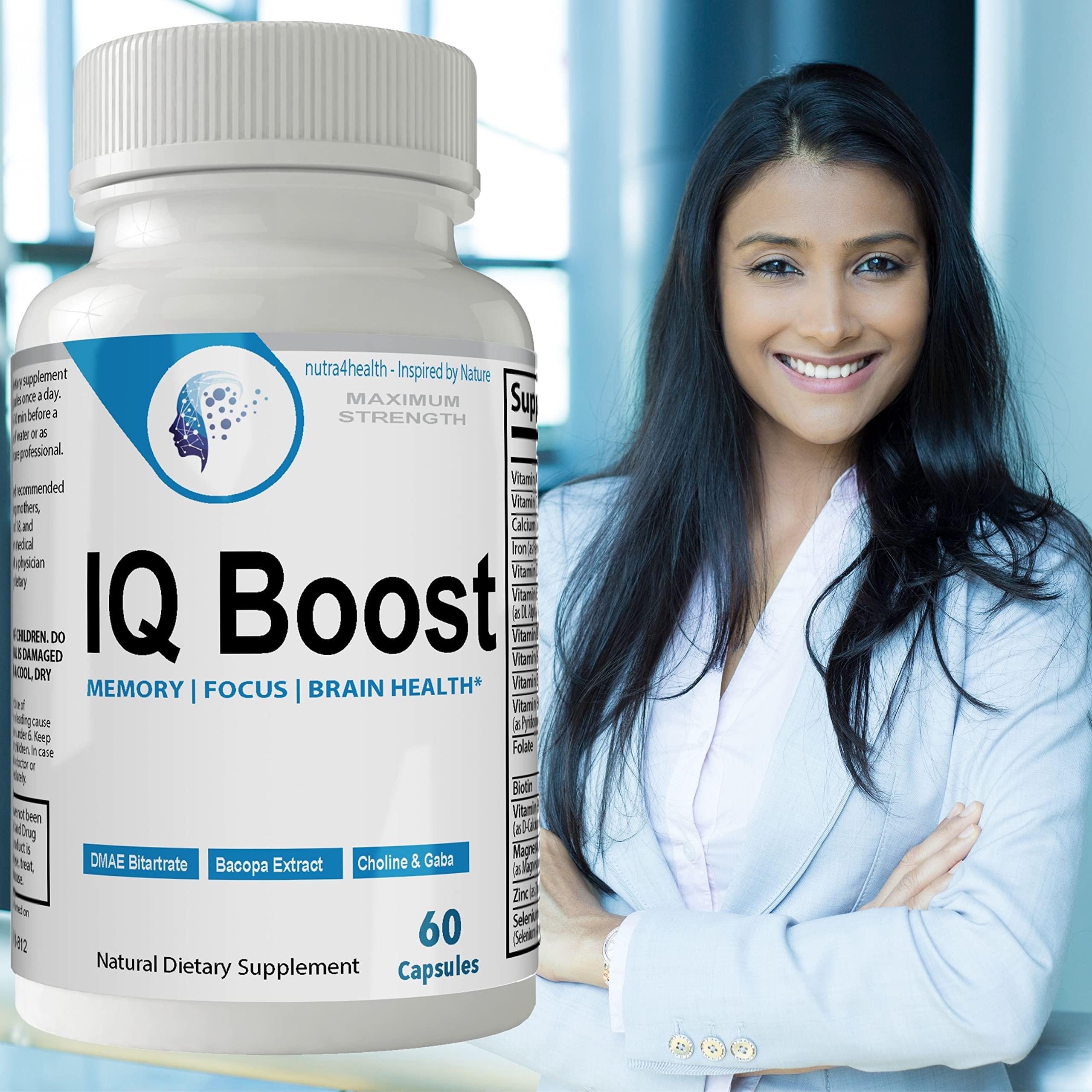 nutra4health LLC IQ Boost Smart Pill Optimal Cognitive Support Brain Omega Original Nootropic Pills Capsules by nutra4health