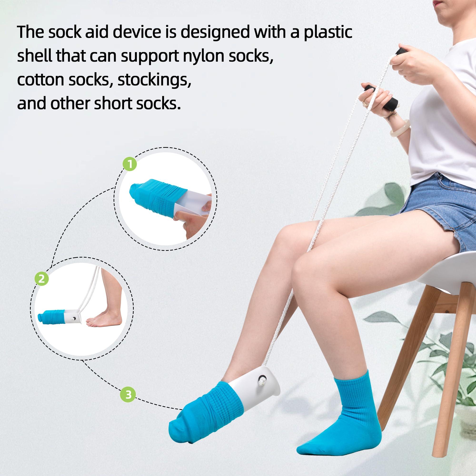 JFMkaer Sock Aid Device for Seniors, Easy On Easy Off Device for Putting On Socks and Removing Socks Or Stockings, Sock Assistant Device No Bending, Sock Puller Aid for Men and Women with Limited Mobility