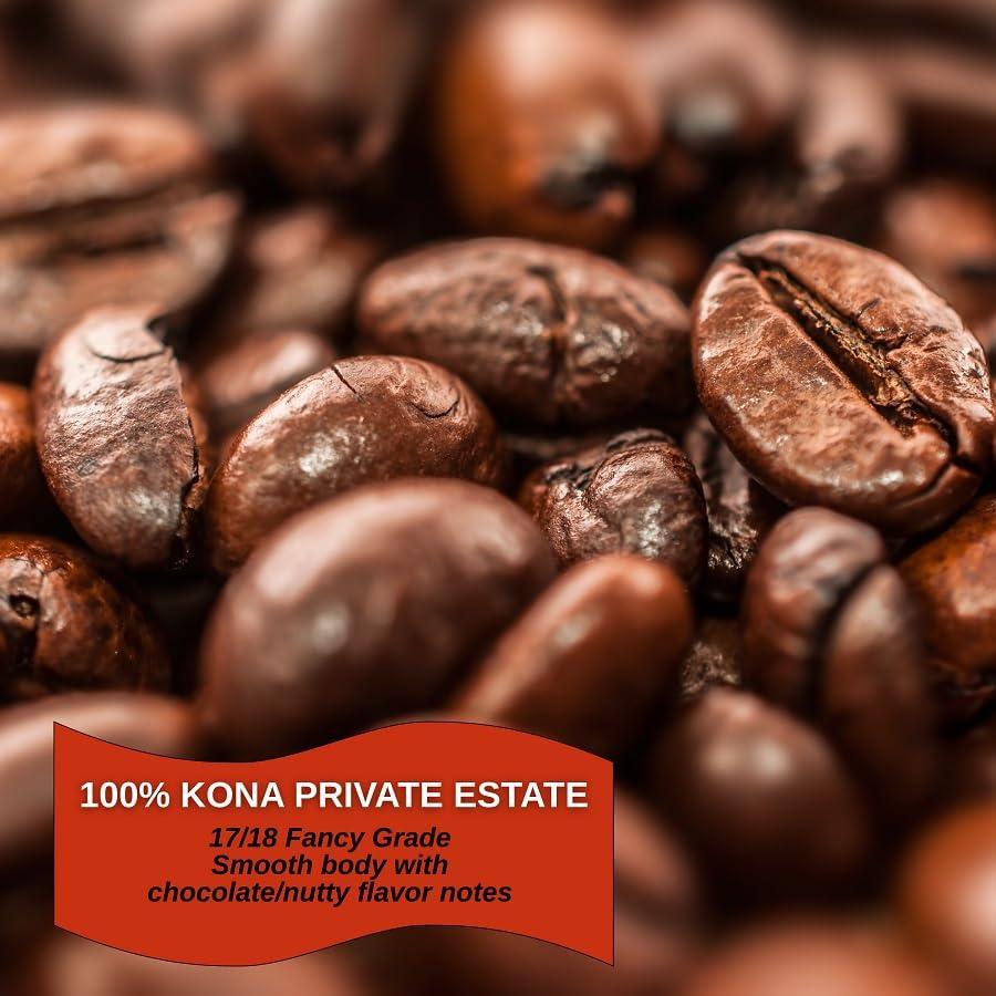 Kona Earth Kona Earth - Private Estate Farm Fresh, 100% Kona Coffee, Medium Dark Roast Coffee, Single-Estate Grown Micro-Batch-Roasted Whole Coffee Beans, 5 lbs. (Pack of 1)
