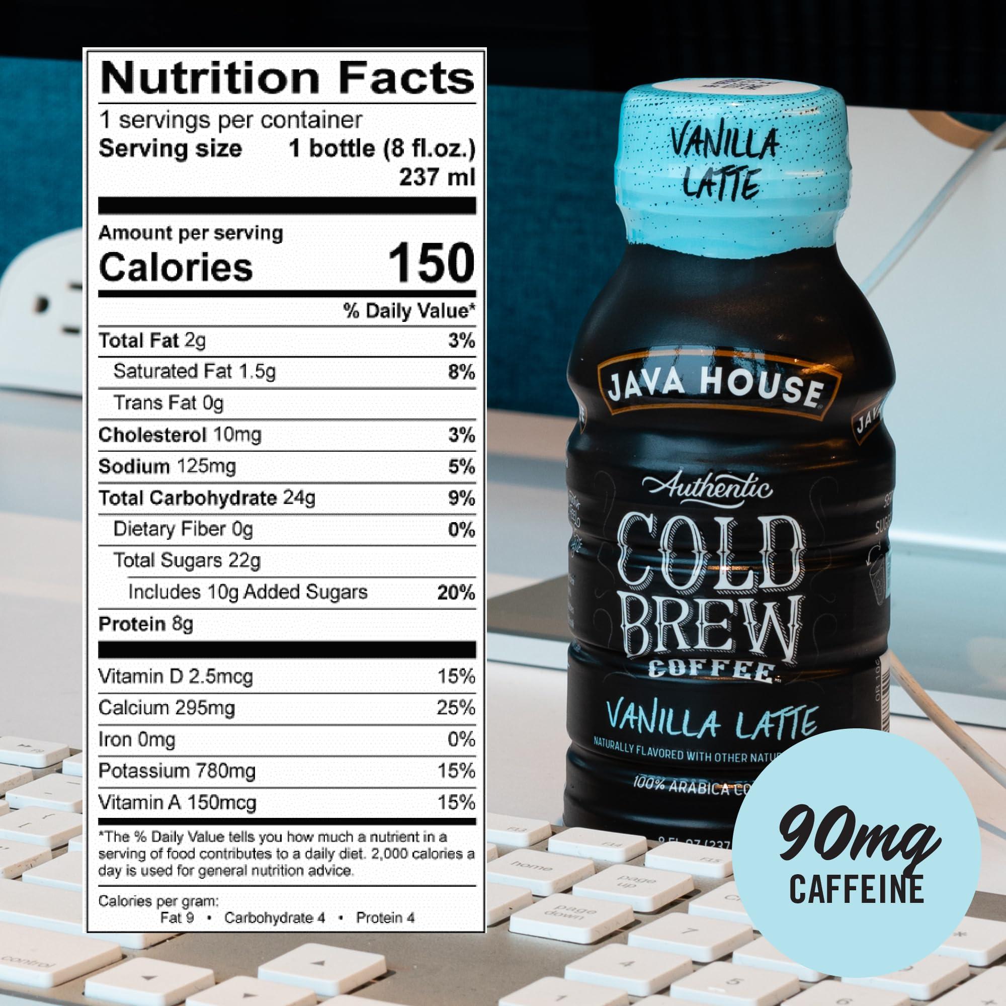 Java House Java House Cold Brew Coffee, 6 Pack of 8oz Bottles, Ready to Drink Instant Cold & Iced Coffee (Vanilla Latte)