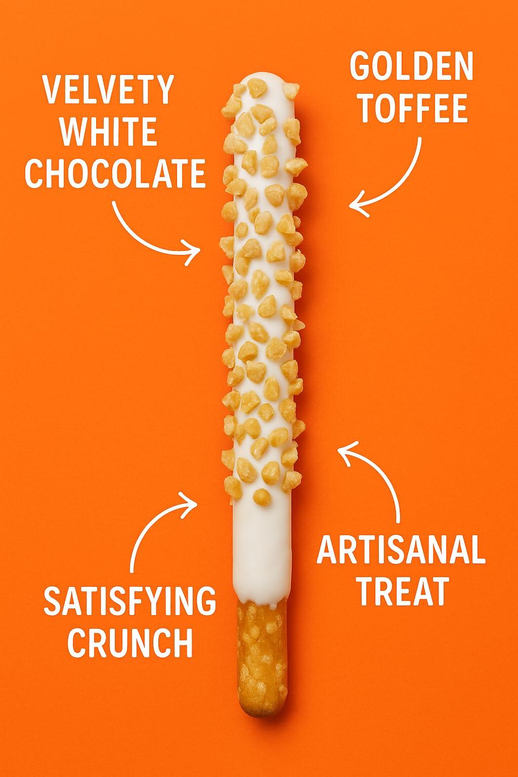 The Brittle Box Candy Co White Chocolate Covered Pretzel Rods Individually Wrapped 20 Piece Assorted Toppings