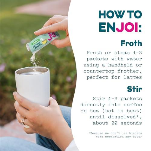 JOI Oat Milk Coffee Creamer, Sweetened 10ct Carton by JOI - Superfood, Vegan, Dairy Free, Plant Based, Kosher, Shelf-Stable, Barista, Fortified with Calcium. Use in Coffee or Protein Shakes. Single Serve.