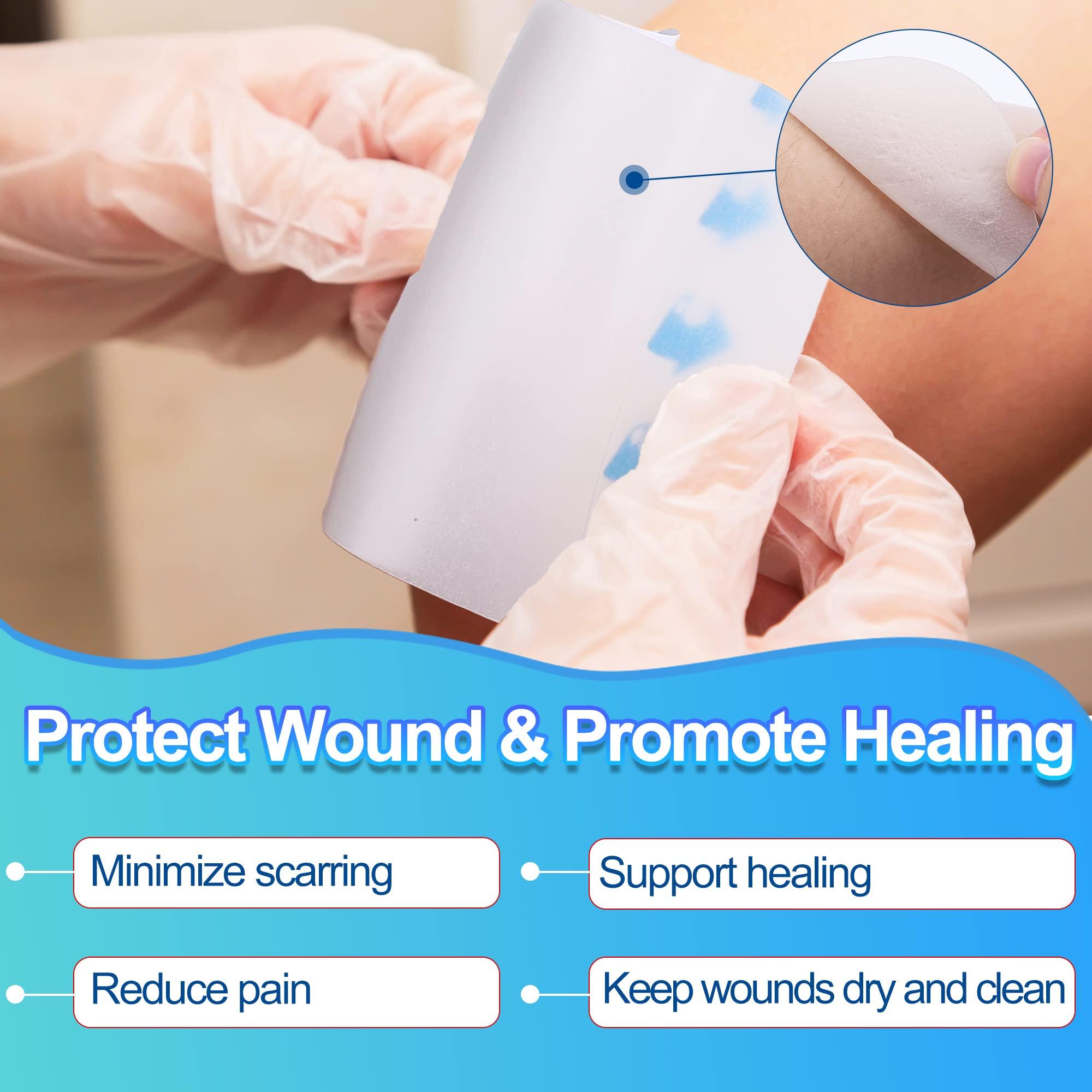 LotFancy LotFancy Hydrocolloid Bandages, 4x4, 14 Patches, Ultra Thin, FSA HSA Eligible, Large Hydrocolloid Dressing, Waterproof Wound Care Dressing Pad for Blister, Bed Sore, Burn, Pressure Ulcer Healing