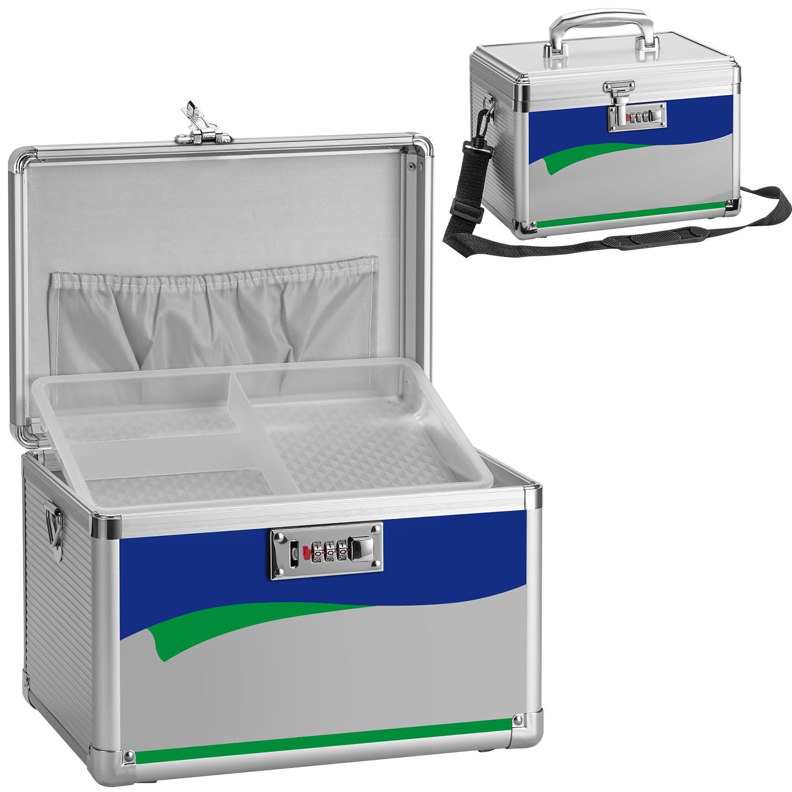 GODLONSEN GODLONSEN Medicine Lock Box With Combination Lock - 13.4 x 7.6 x 8.2 Inches - First Aid Safe Medication Storage Box, Medications and Personal Items, Safe Box for Home and Outdoor - Silver