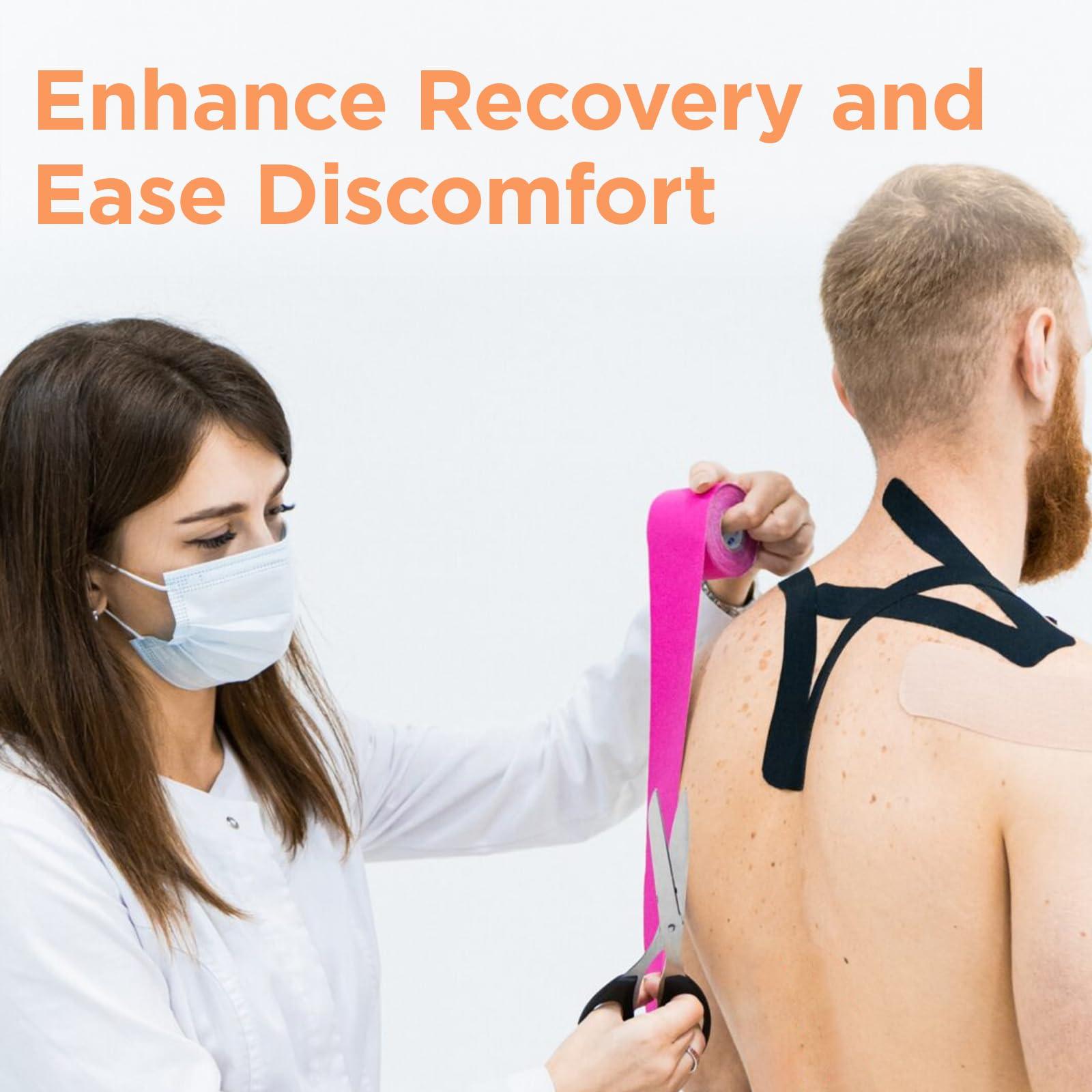 OK TAPE OK TAPE Kinesiology Tape, Basic Original Cotton Elastic Athletic Tape for Support and Recovery, Sports Tape Therapeutic Pain Relief, 2in16.4ft Uncut Roll - Pink