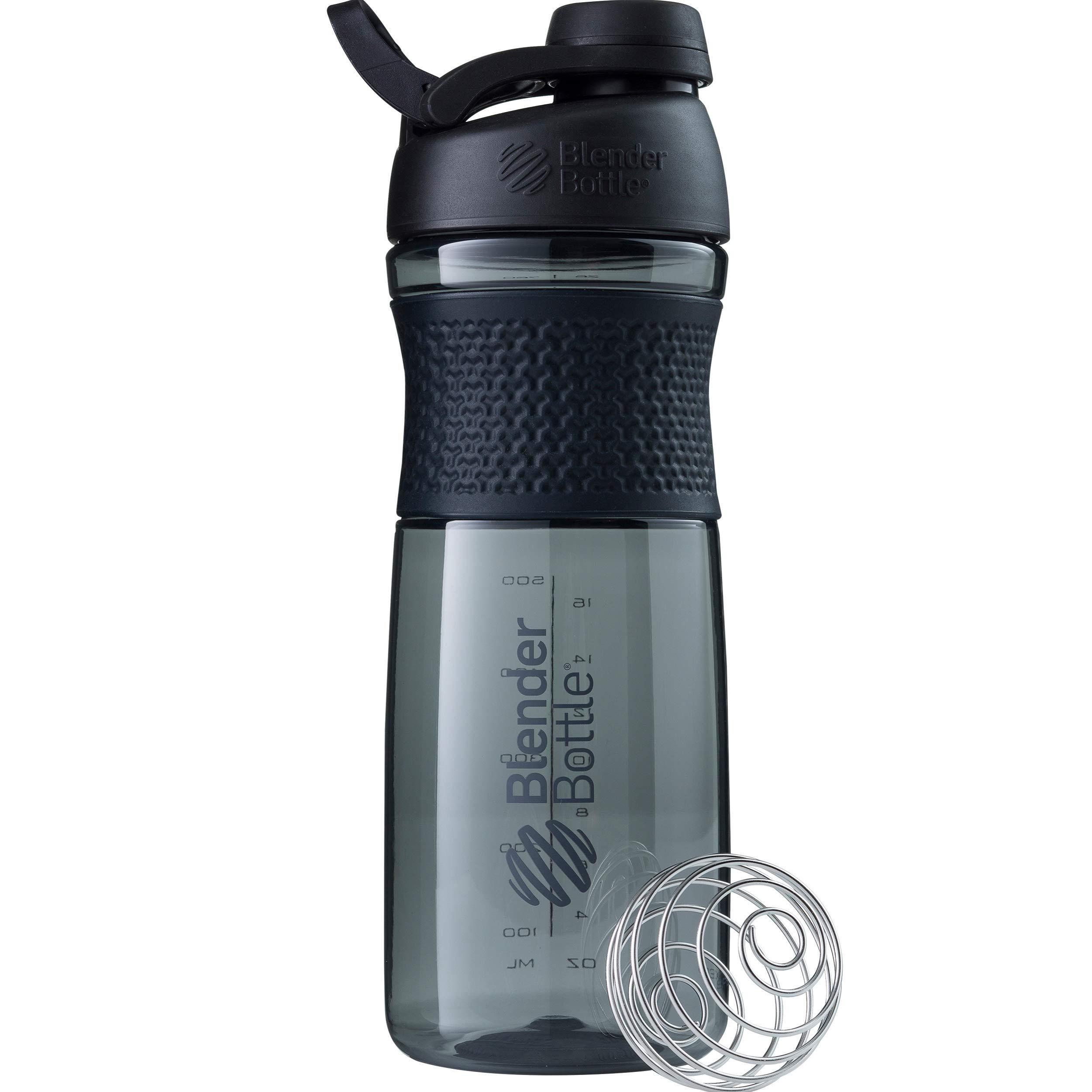 BlenderBottle BlenderBottle SportMixer Shaker Bottle Perfect for Protein Shakes and Pre Workout, 28-Ounce, Black
