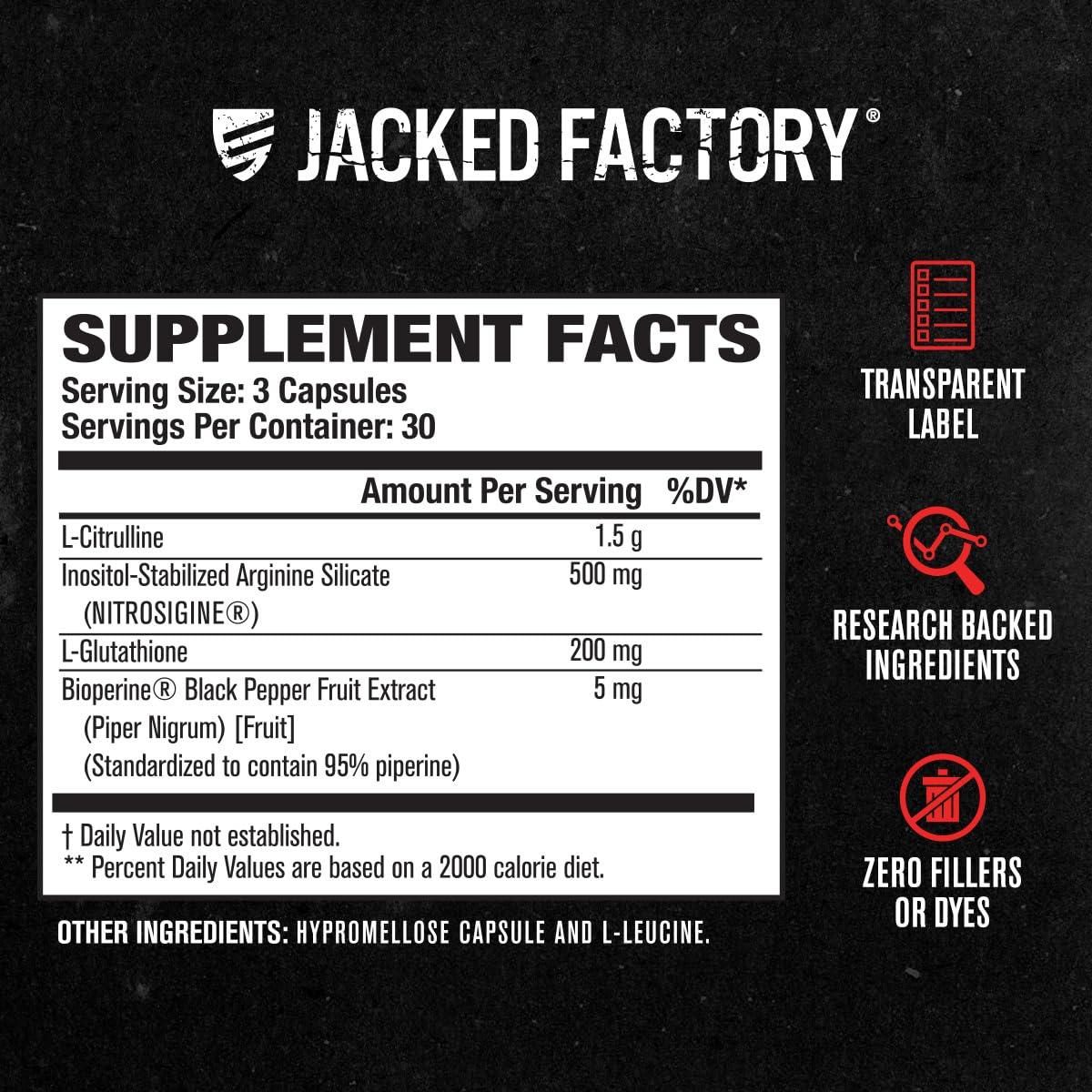 Jacked Factory Jacked Factory Nitrosurge Pre Workout, N.O. XT Nitric Oxide Supplement & Build-XT Daily Muscle Builder Bundle