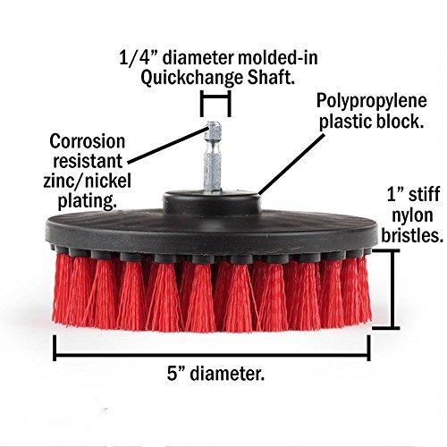 DUOSHIDA DUOSHIDA Drill Brush Soft Medium Stiff Bristle Powered Scrub Attachments Cleaning Kit for Bathroom Shower Grout Carpet Tires Boats Ceramic Marble Wheels Glass Carpets Upholstery (2\'\'+3\'\'+4\'\'+5\'\'+5\'\')