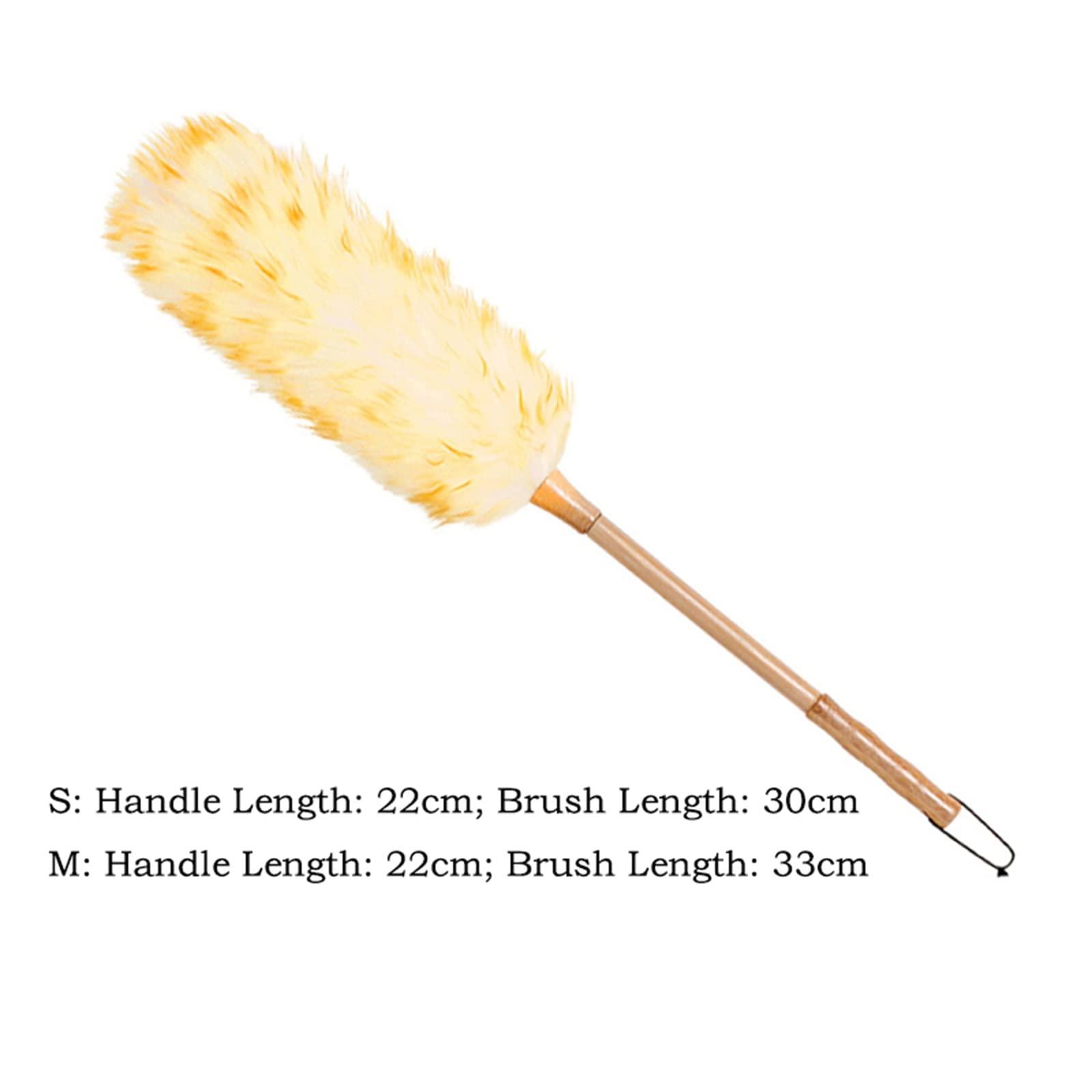 Seamue Dusting Brush Non Static Dust Brush Feather Wool Duster Removal Dusting Broom Long Handle Cleaning Tool Duster