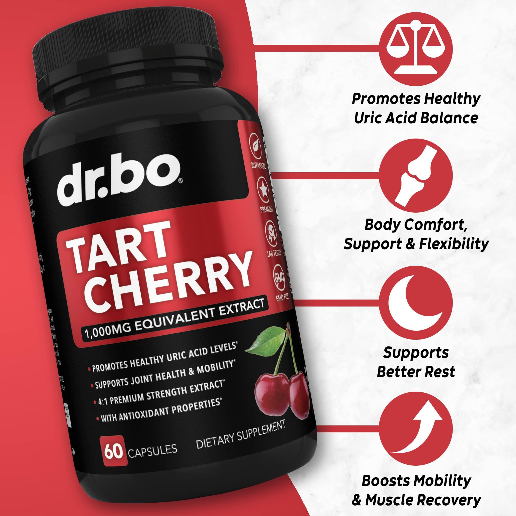 DR. BO Glucosamine Chondroitin MSM Turmeric & Tart Cherry - Joint Health Supplement Knee Bone & Joints, Purge Uric Acid Cleanse Flush Antioxidant Pills - Joint Support Pills & Tart Cherry Extract Capsules