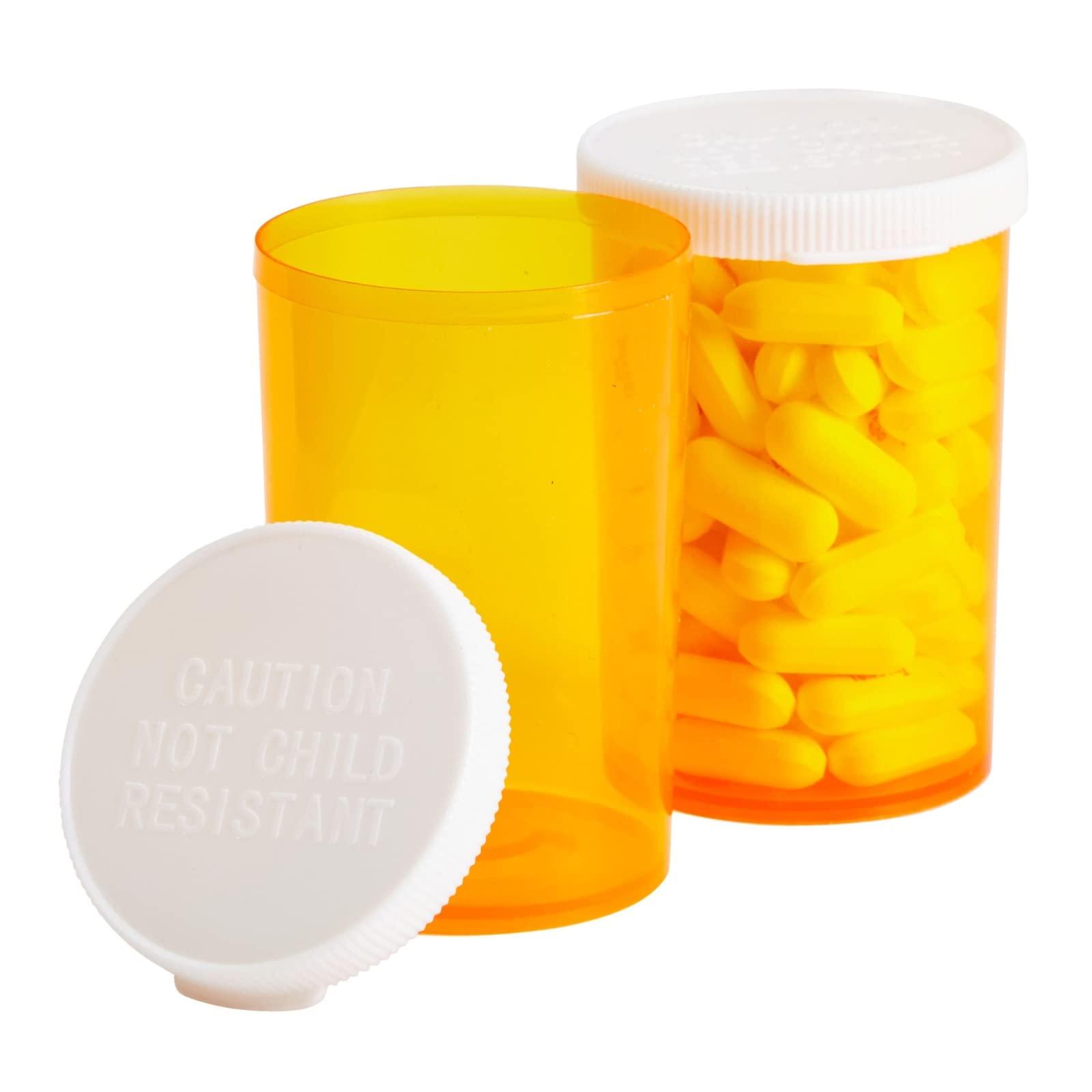 Juvale Juvale 50 Pack Empty Pill Bottles with Caps for Prescription Medication, 20-Dram Plastic Medicine Containers (Orange)