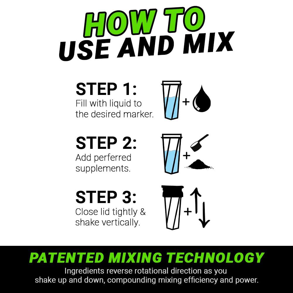 HELIMIX HELIMIX 2.0 Vortex Blender Shaker Bottle Holds upto 28oz | No Blending Ball or Whisk | USA Made | Portable Pre Workout Whey Protein Drink Shaker Cup | Mixes Cocktails Smoothies Shakes | Top Rack Safe