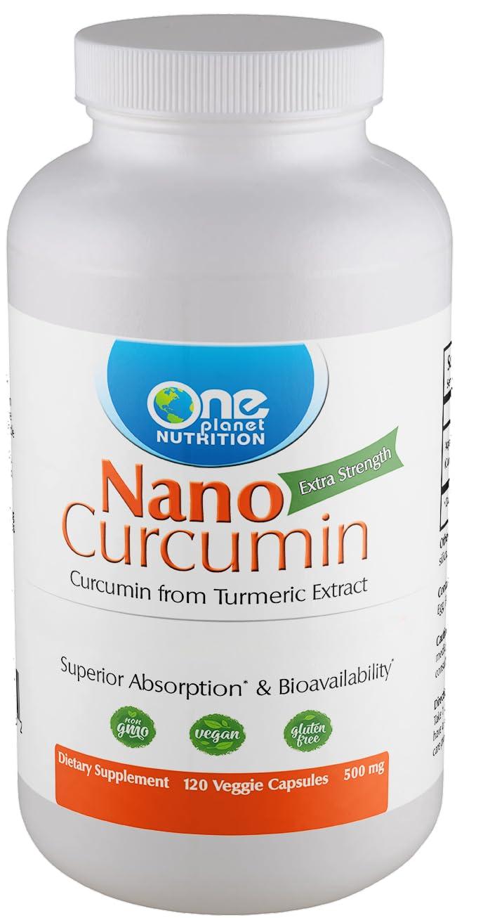 One Planet Nutrition One Planet Nutrition Nano Curcumin 500 mg Veggie Capsules (240 Servings), Family Size, Nano for High Absorption, Supports Anti-Inflammatory & Immune Health, Non-GMO, Vegan, Gluten-Free