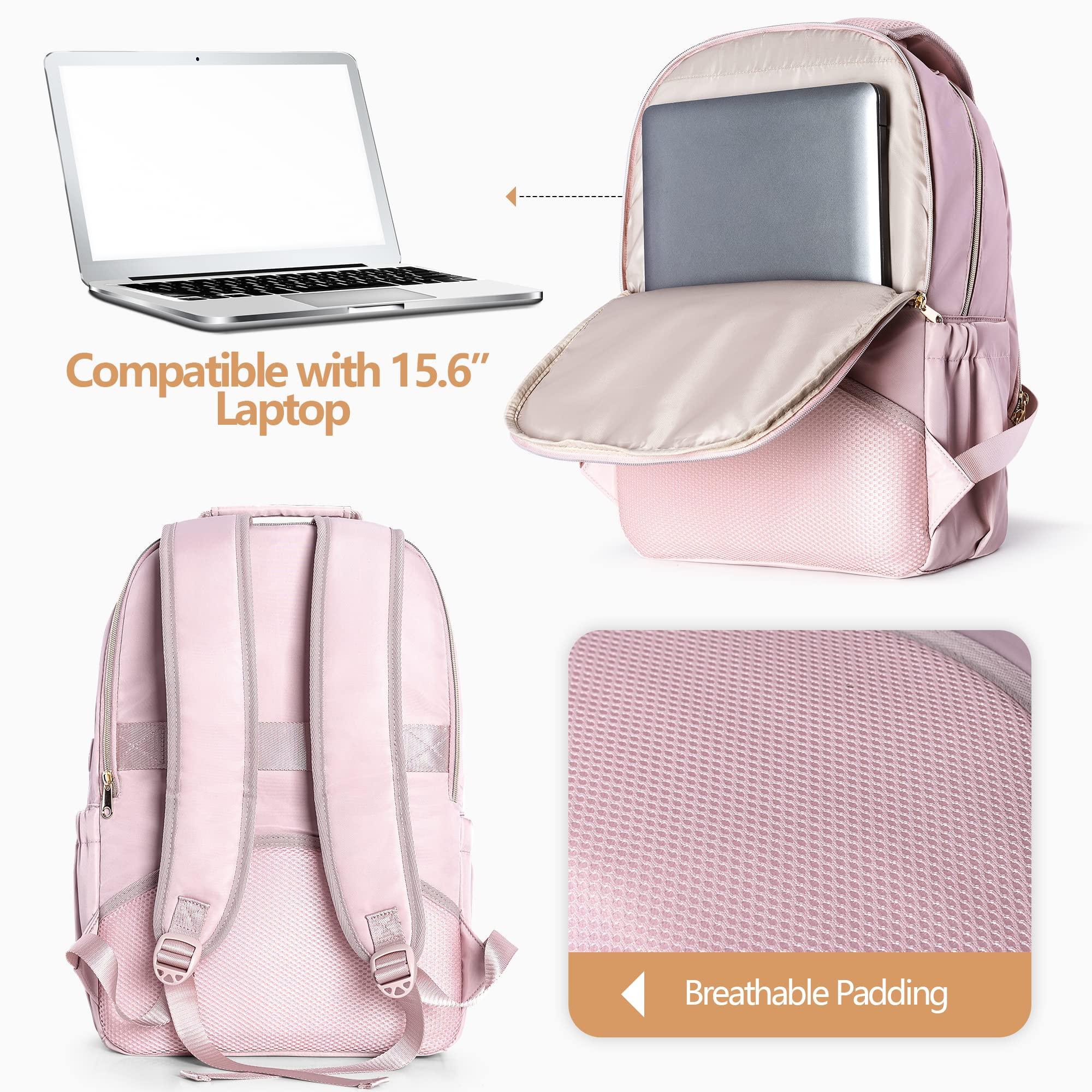 Fasrom Fasrom Nurse Bag Backpack for Work Women with USB Charging Hole, Home Health Clinical Bag with Laptop Compartment for Nursing Staff, Medical Assistants, Pink (Empty Bag Only)