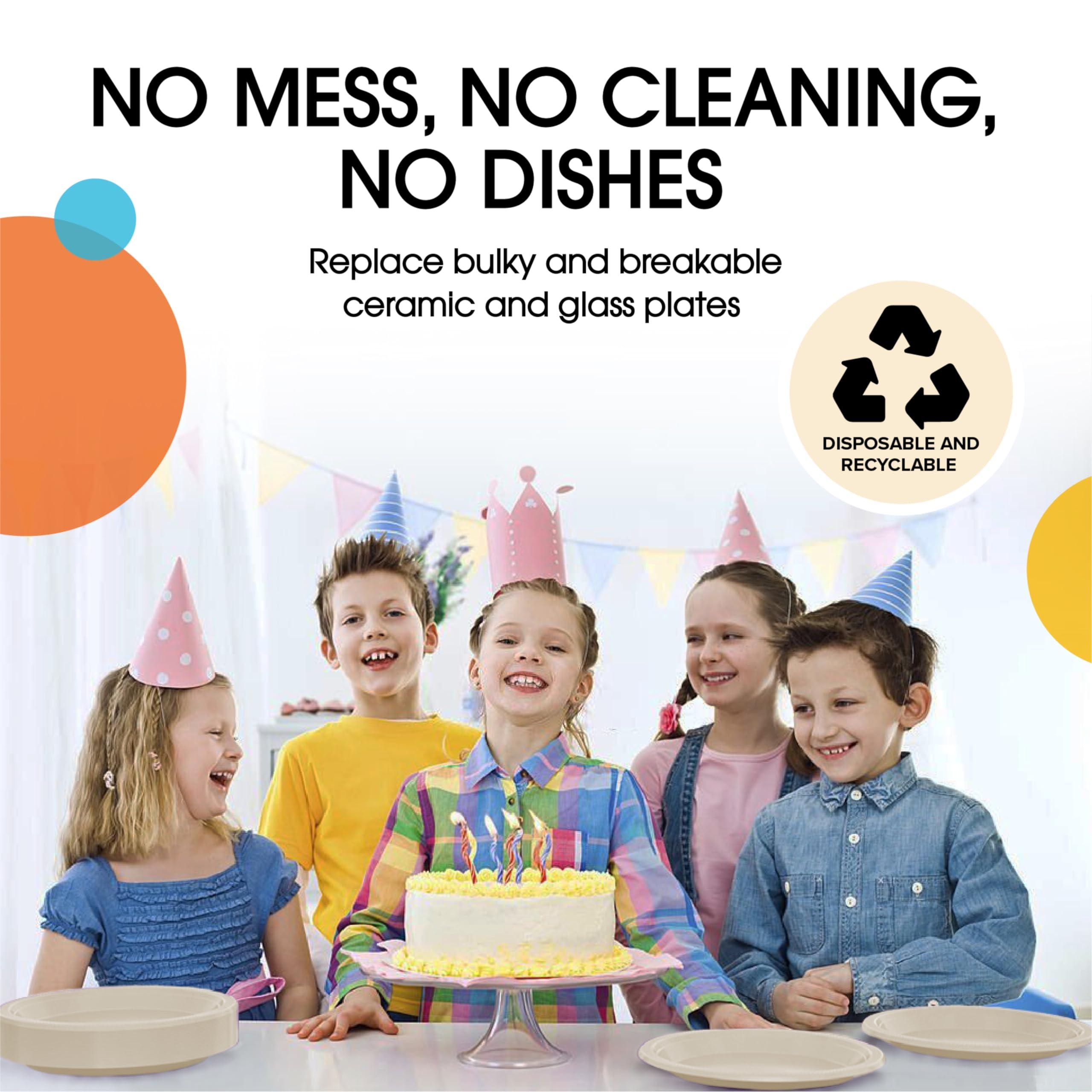 Exquisite Exquisite Ivory Plastic Plates Disposable 7\" Ivory Plastic Dinner Plates 50 Pcs Ivory Disposable Plates Plastic Plates For Party Plates Disposable Heavy Duty 350 GSM Ivory Plates For Party.