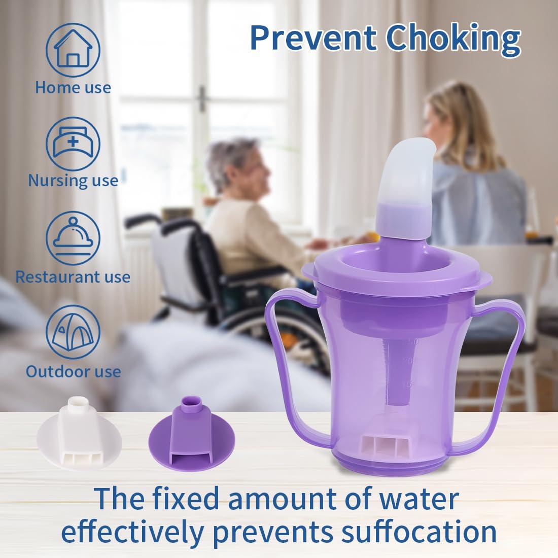 Ehucon Ehucon Dysphagia Regulating Drinking Cup for Elderly-Having Difficulty Swallowing,Dispenses 5 cc or 10 cc of Liquid Helps to Prevent Choking,Liquids Only (Overall purple)