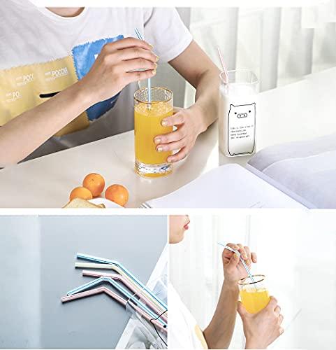 Kyllog 600pcs Plastic Drinking straws, Flexible straws, 8" Long, Stripes Multiple Colors Straws,suitable for various drinks, juice, milk, tea, cocktails, parties, daily use (600pcs)