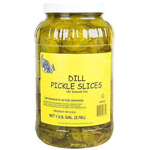 PRO&Family 1 Gallon Smooth Cut 1/8" Dill Pickle Slices Perfect for home, restaurant, kitchen, cheaseburger,hamburger.