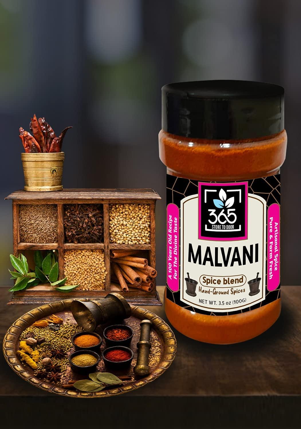 Veena Veena 365 Store to Door Indian Spice – Malvani Masala, 100 gm. | Homemade Powdered | for Healthy Cooking | Ready to use | All Seasonings Spices | Pure & Hygiene | Spice Mix – Pack of 1