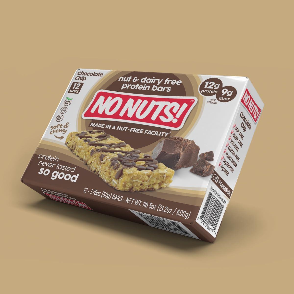 No Nuts! No Nuts! 100% Nut Free Dairy Free Vegan Protein Bars, Chocolate Chip, Organic, Kosher, Egg-Free, Non-Gmo & Dairy-Free Protein Bars