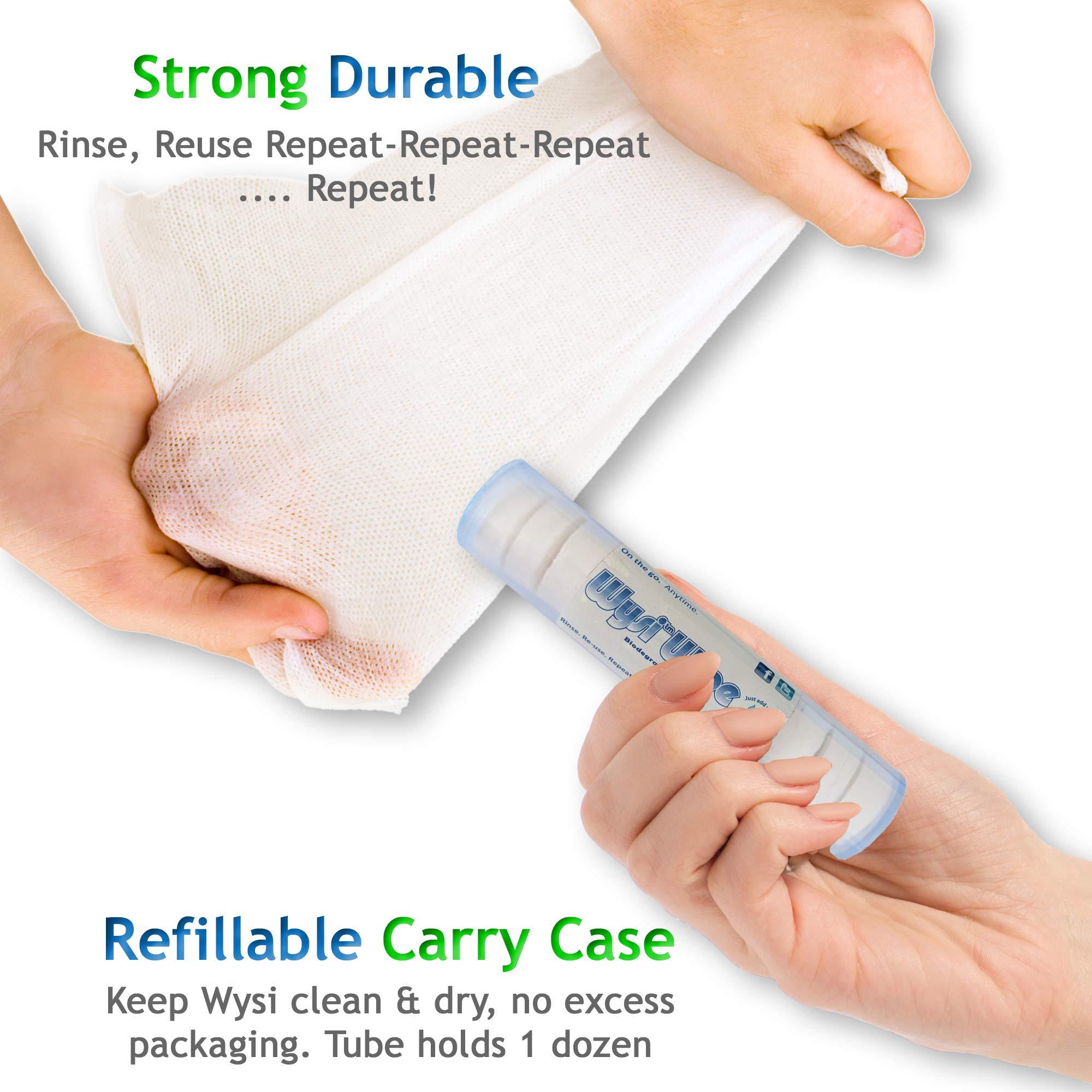 WYSI WYSI Multi-Purpose Wipes - Just Add Water - 100 Compressed Tablets & 1 To Go Tube - Multipurpose All Natural Reusable Wipes - Biodegradable Towelettes - Hypoallergenic - Compostable - Scent-Free