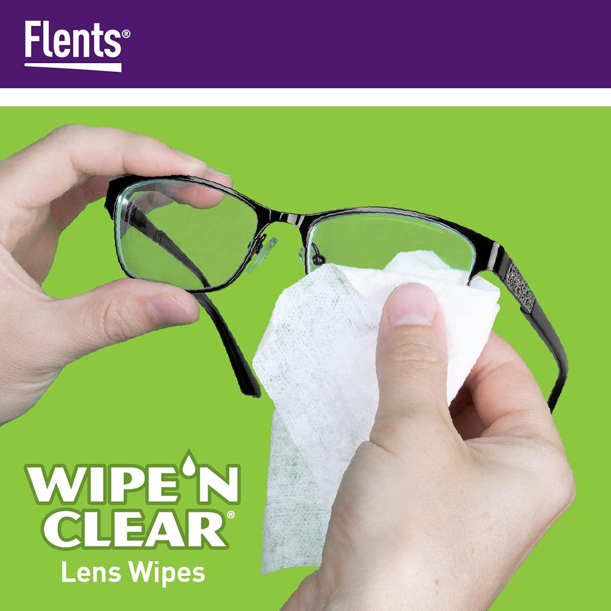 Flents Flents Lens Wipes, Wipe \'N Clear, 100 Count, Pre-Moistened, Streak-Free, Safe for Glasses, Sunglasses, Anti-Fog, Gentle Cleaning, Clear Vision, Individually Wrapped for Travel & Convenience