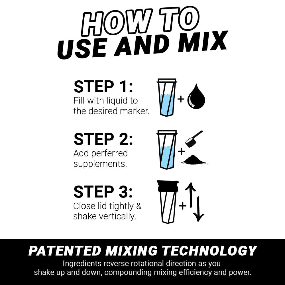HELIMIX HELIMIX 1.5 Vortex Blender Shaker Bottle Holds Upto 20oz | No Blending Ball or Whisk | USA Made | Portable Pre Workout Whey Protein Drink Shaker Cup | Mixes Cocktails Smoothies Shakes | Top Rack Safe