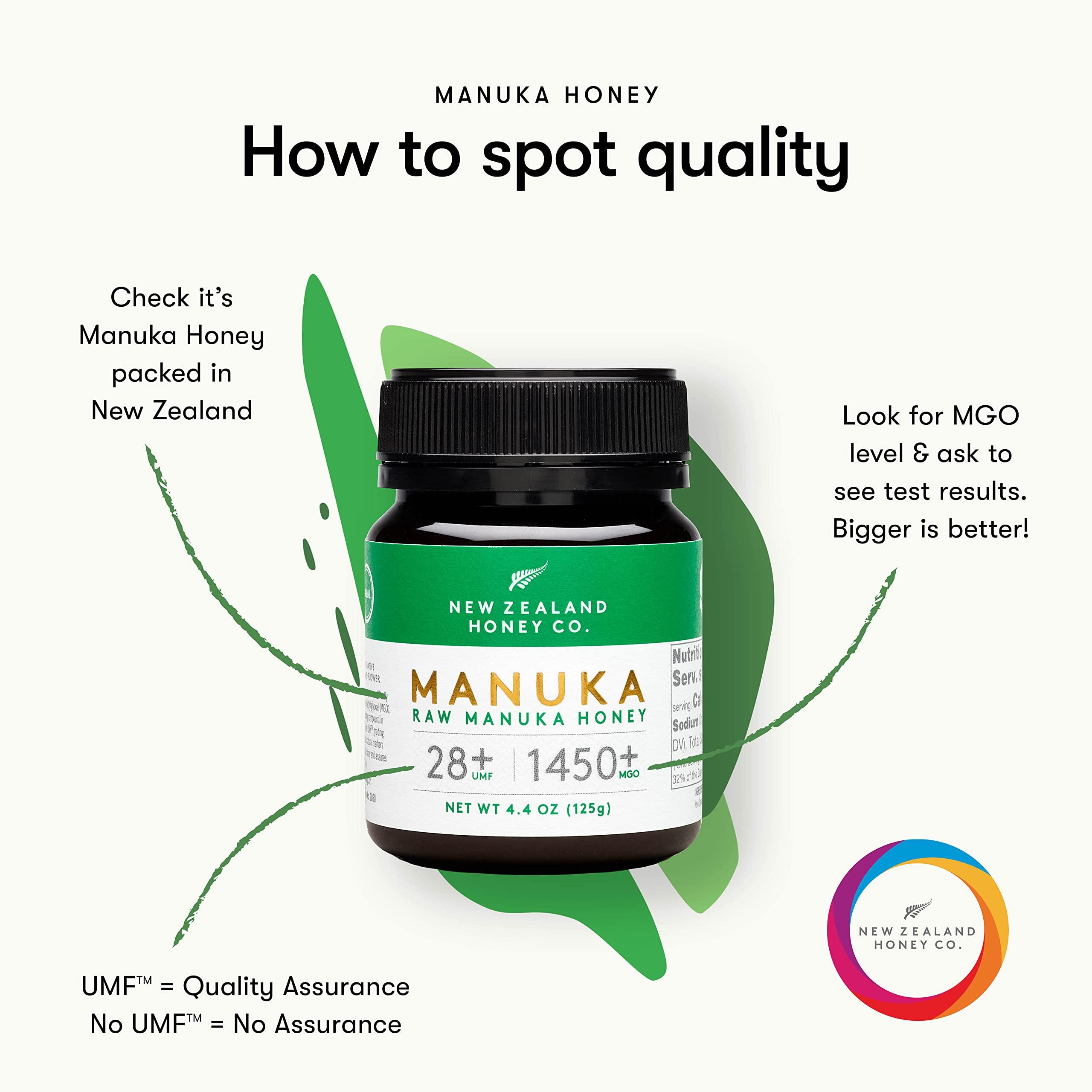 NEW ZEALAND HONEY CO New Zealand Honey Co. Raw Manuka Honey UMF 28+ | MGO 1450+ 4.4 oz & UMF 26+ | MGO 1282+ 4.4 oz