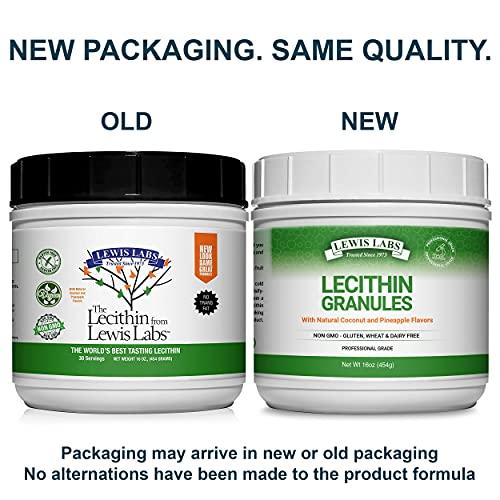 Lewis Labs Lecithin Granules Supplement | Natural Soy Lecithin Powder is an Excellent Source of Phosphatidyl Choline | Lactation Support, Immune Function & Support Brain Health, 16 oz