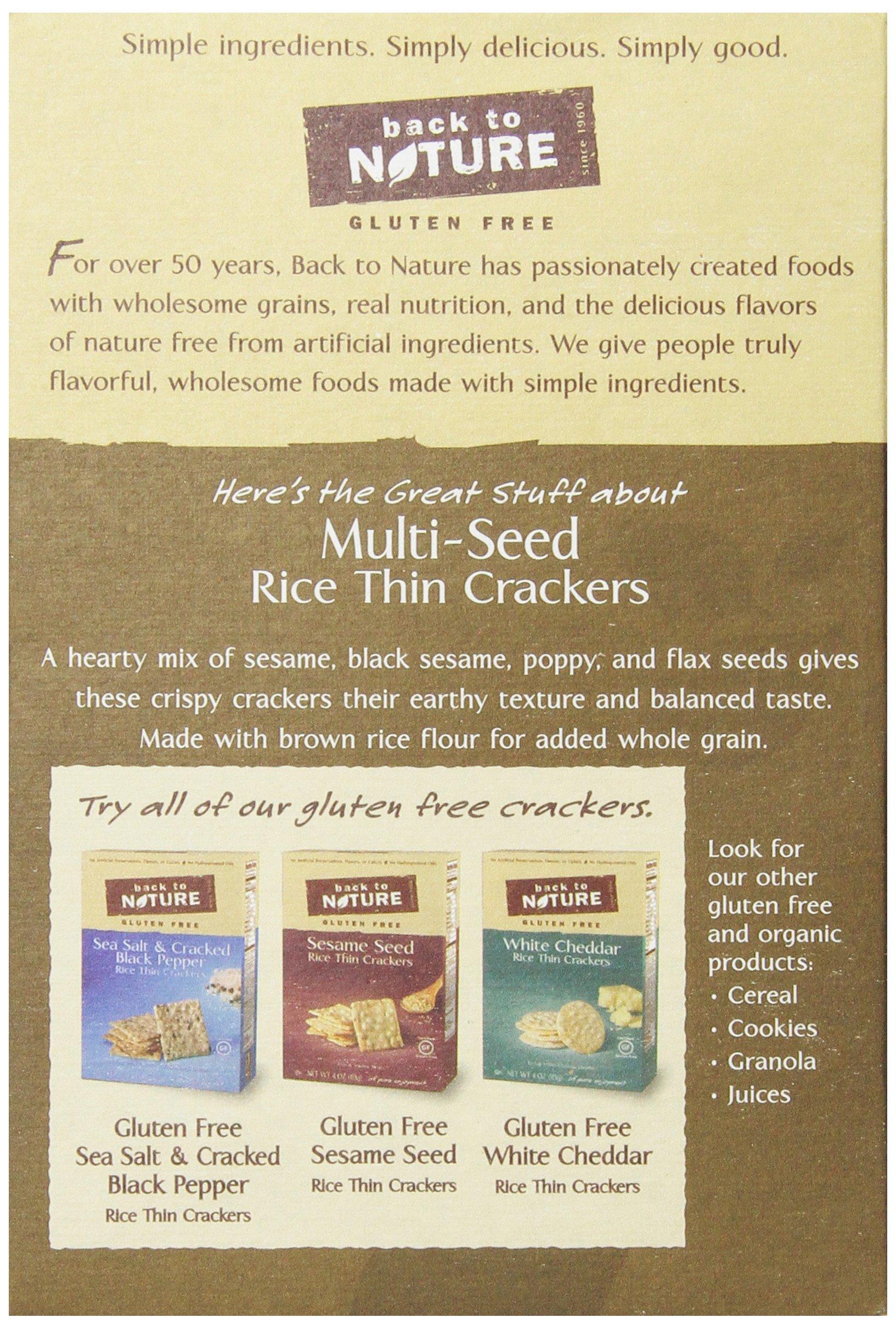Back to Nature Back to Nature Gluten Free Crackers, Multi-Seed Rice Thins - Dairy Free, Non-GMO, Made with Whole Grain Brown Rice Flour, Delicious & Quality Snacks, 4 Ounce