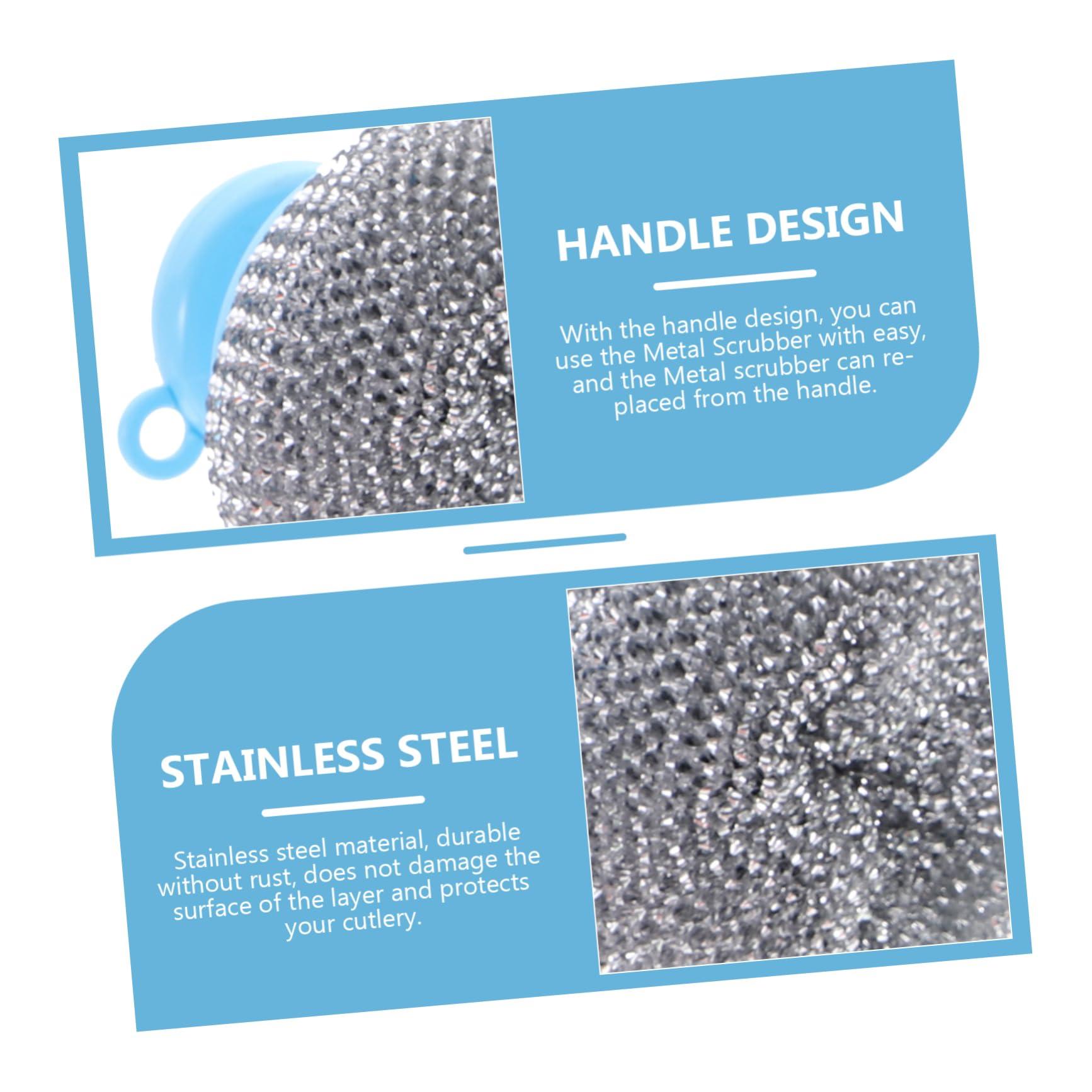 Healifty 10 Sets Wire Brush Handle Dish Brush Kitchen Cleaning Brush Stainless Steel Scrubber Wire Ball with Handle Pot Scrubber Scrub Brush for Pot Dish Clean Brush Home Pot Washing Tool