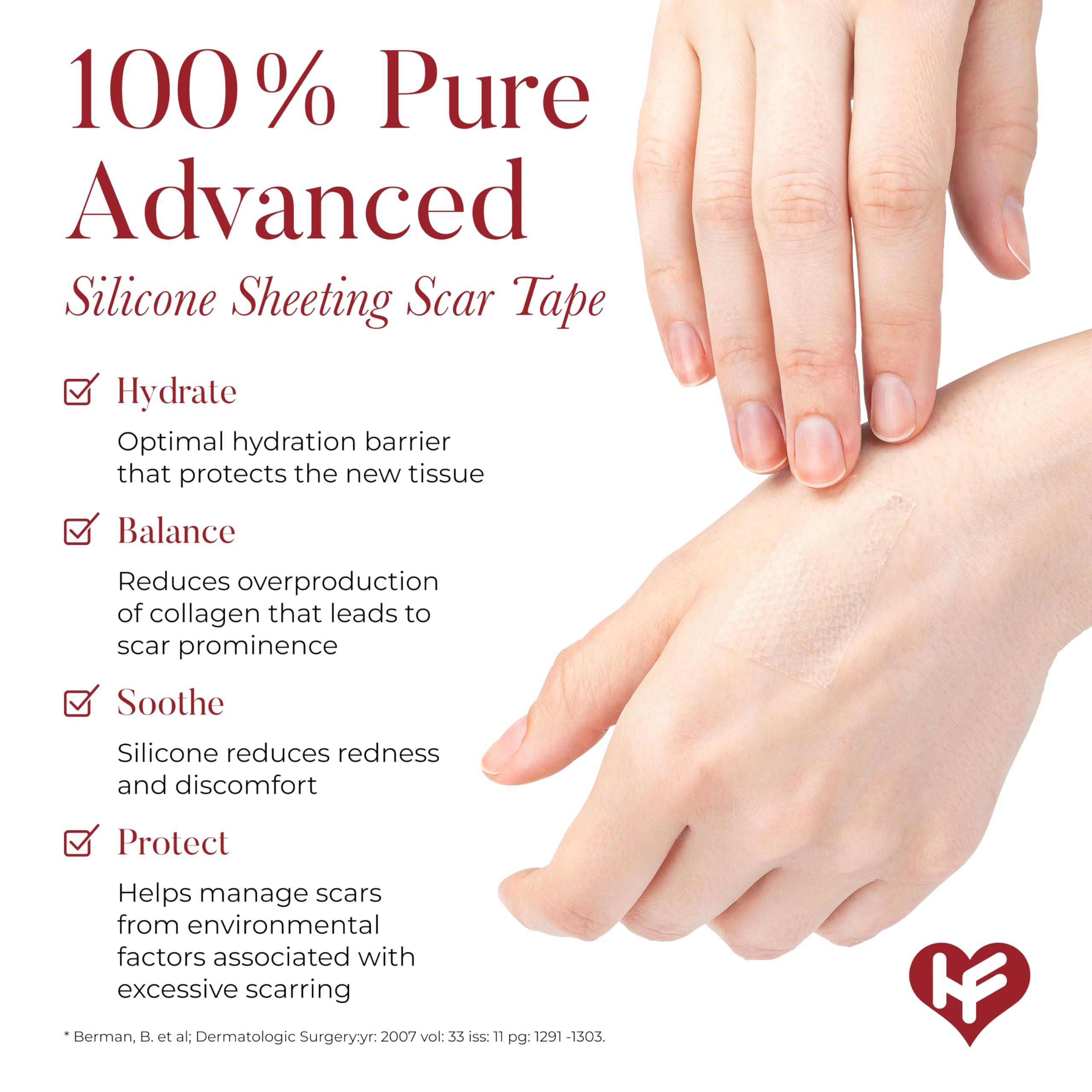 HealFast Physician Formulated Silicone Scar Sheets - Advanced Crosspolymer Medical Grade Silicone Scar Tape for Surgery, C Section, Keloids & Hypertrophic Scars - Silicone Tape For Scars - Scar Patches